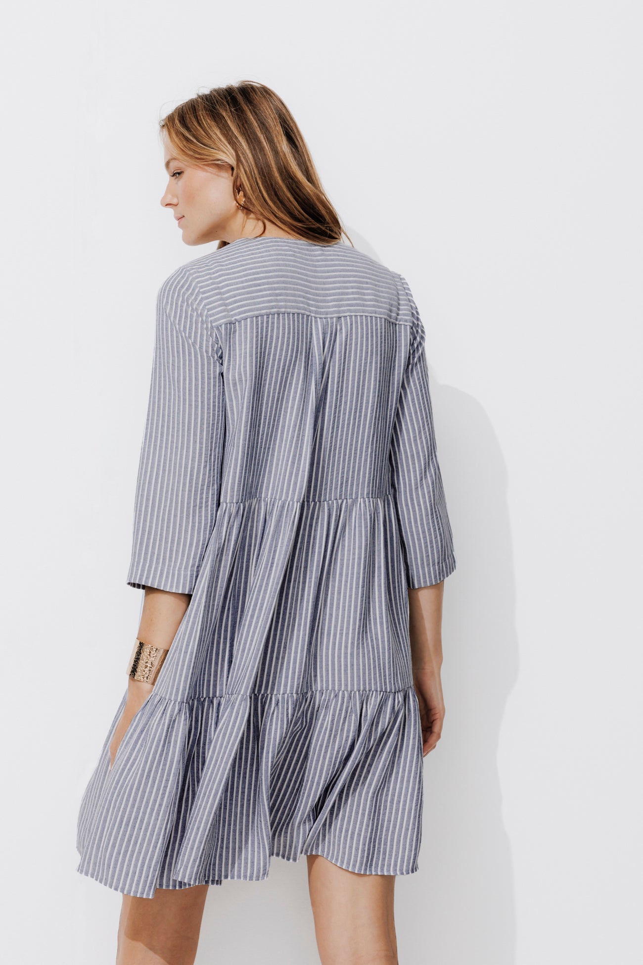 Short striped dress - Navy blue stripes