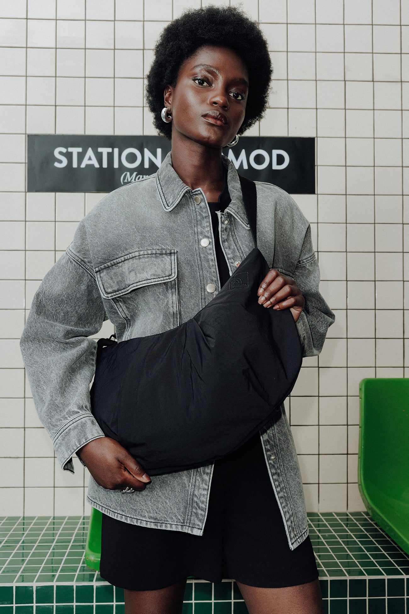 Half-moon canvas bag - Black