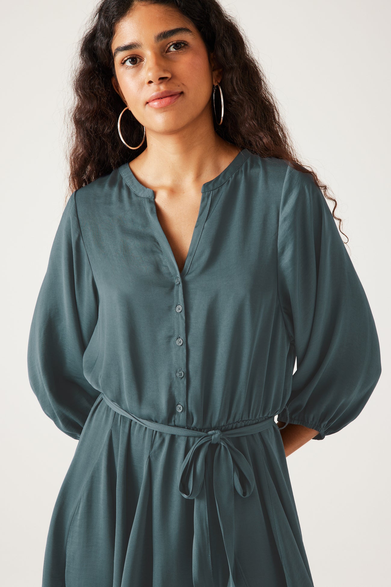 Short satin dress - Turquoise