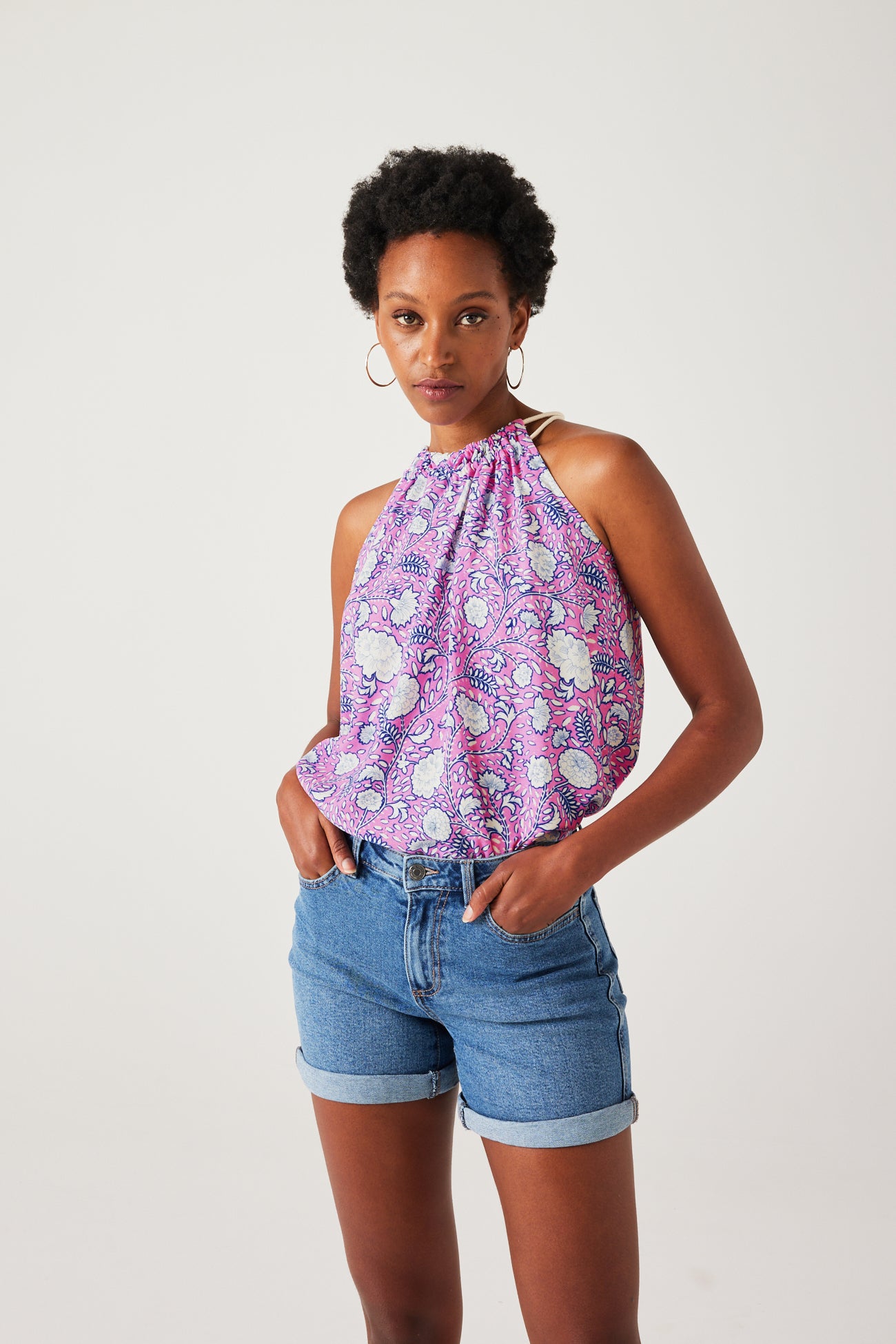 Patterned strappy top - Pink print
