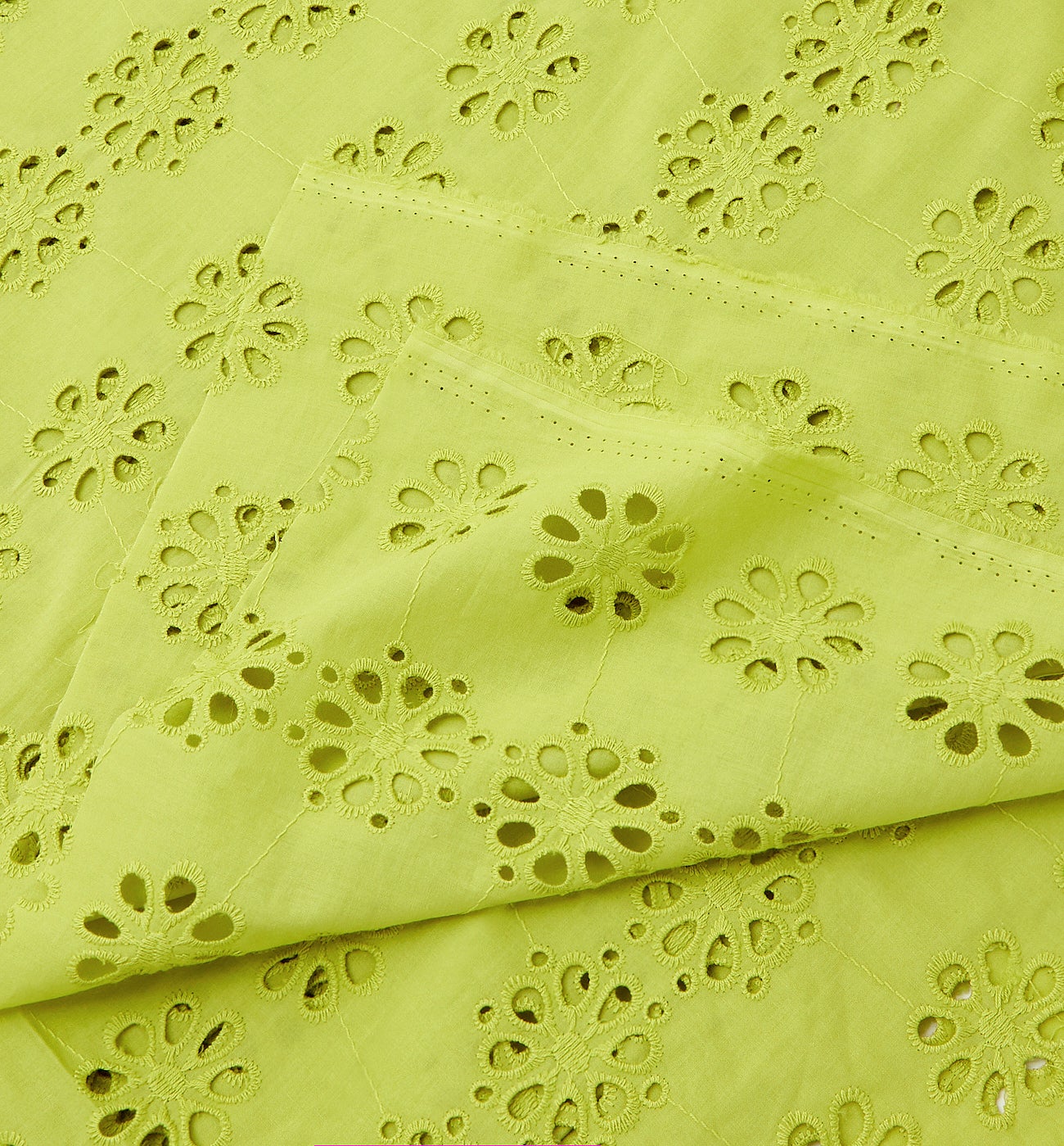 Broderie anglaise fabric cut - Anise green