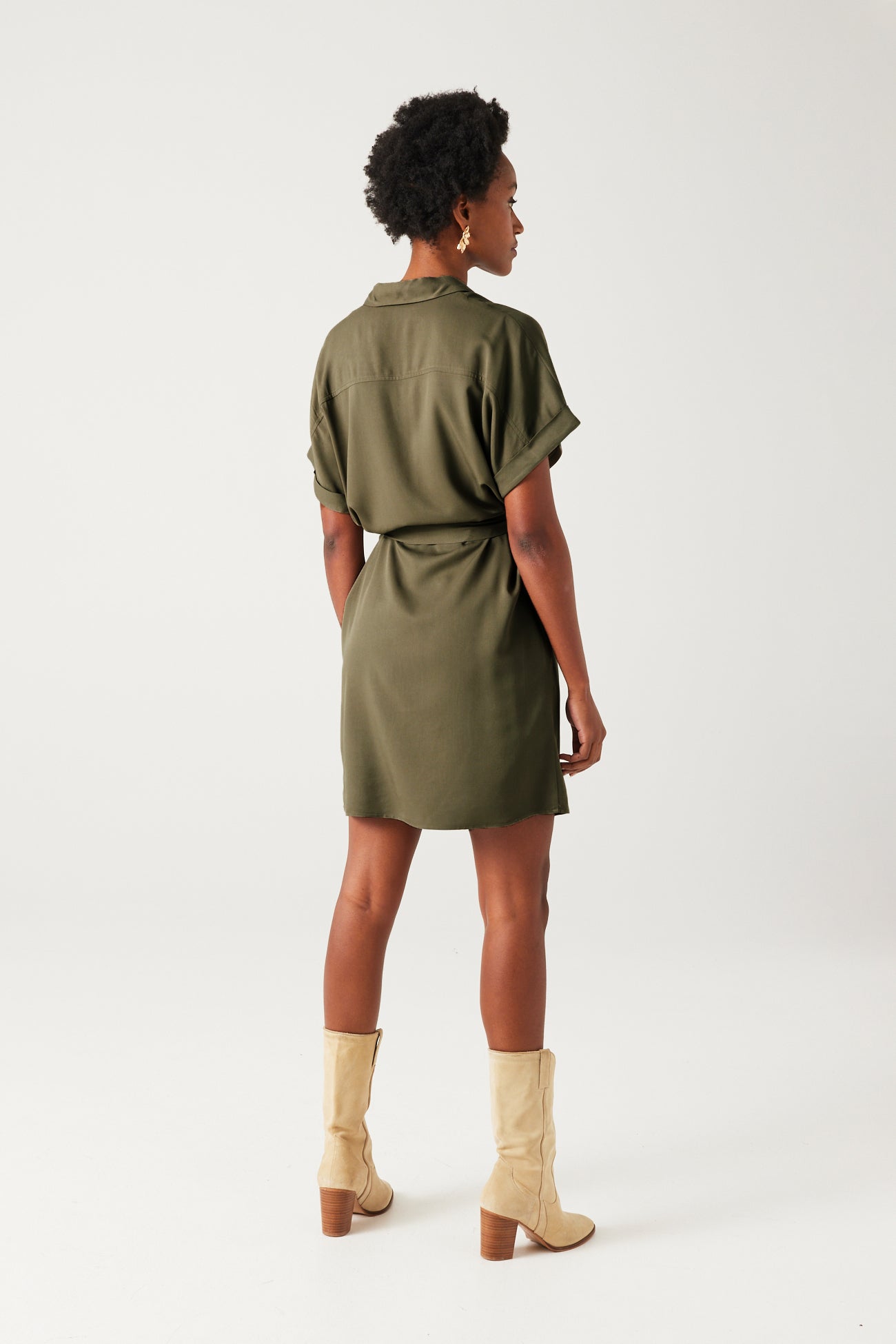 Short unicolour dress - Camel
