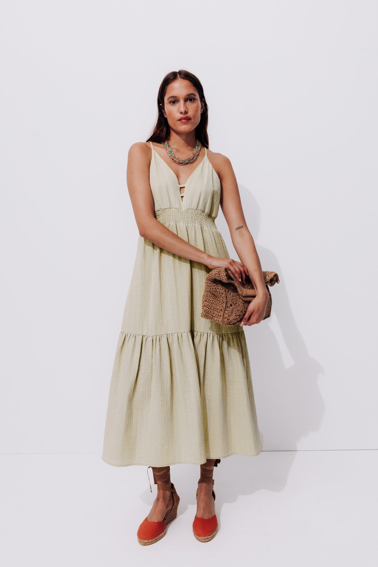 Long strappy dress - Sand