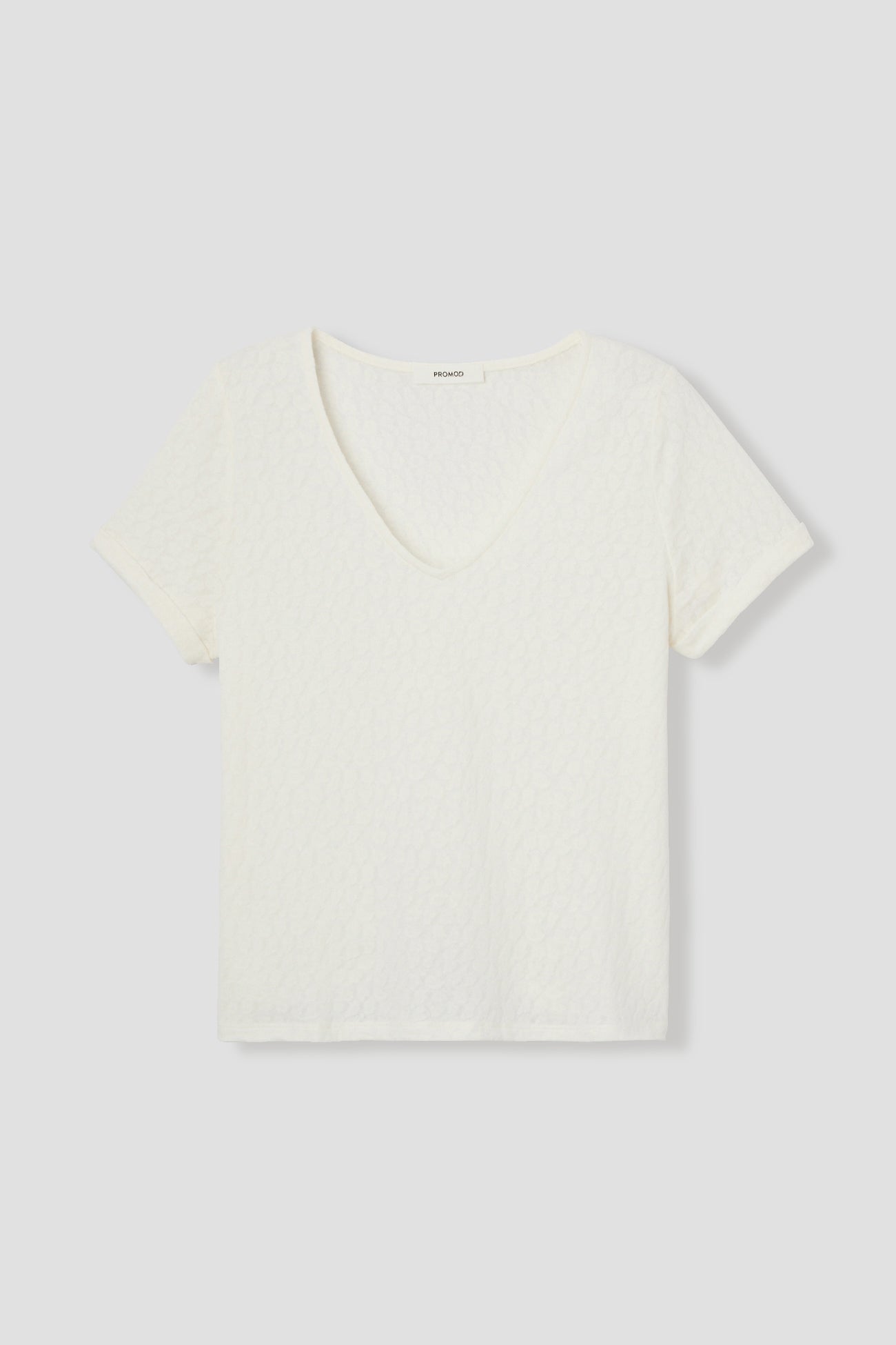 V-neck fashion t-shirt - Ecru