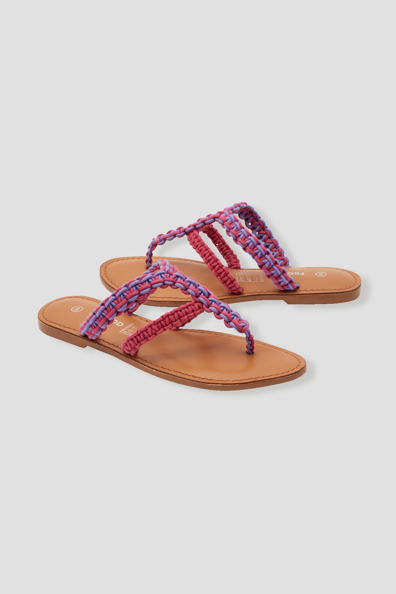 Macramé open flats - Multicolour print