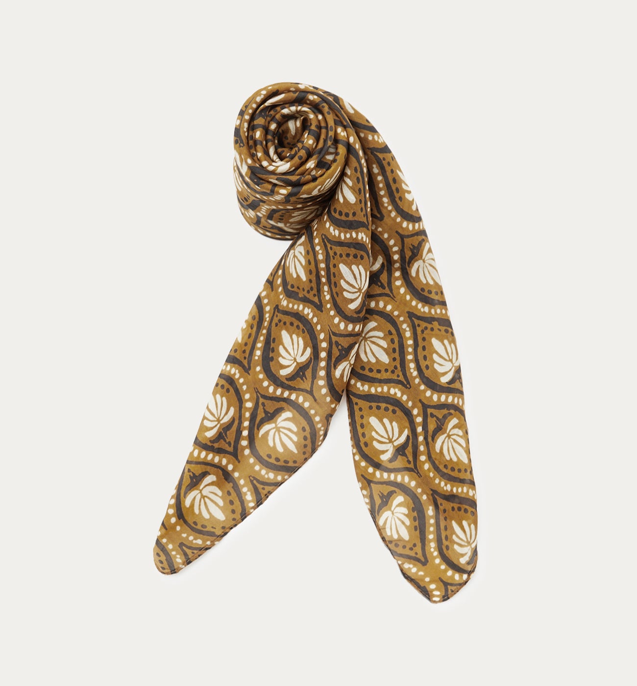 Patterned silk scarf - Bronze