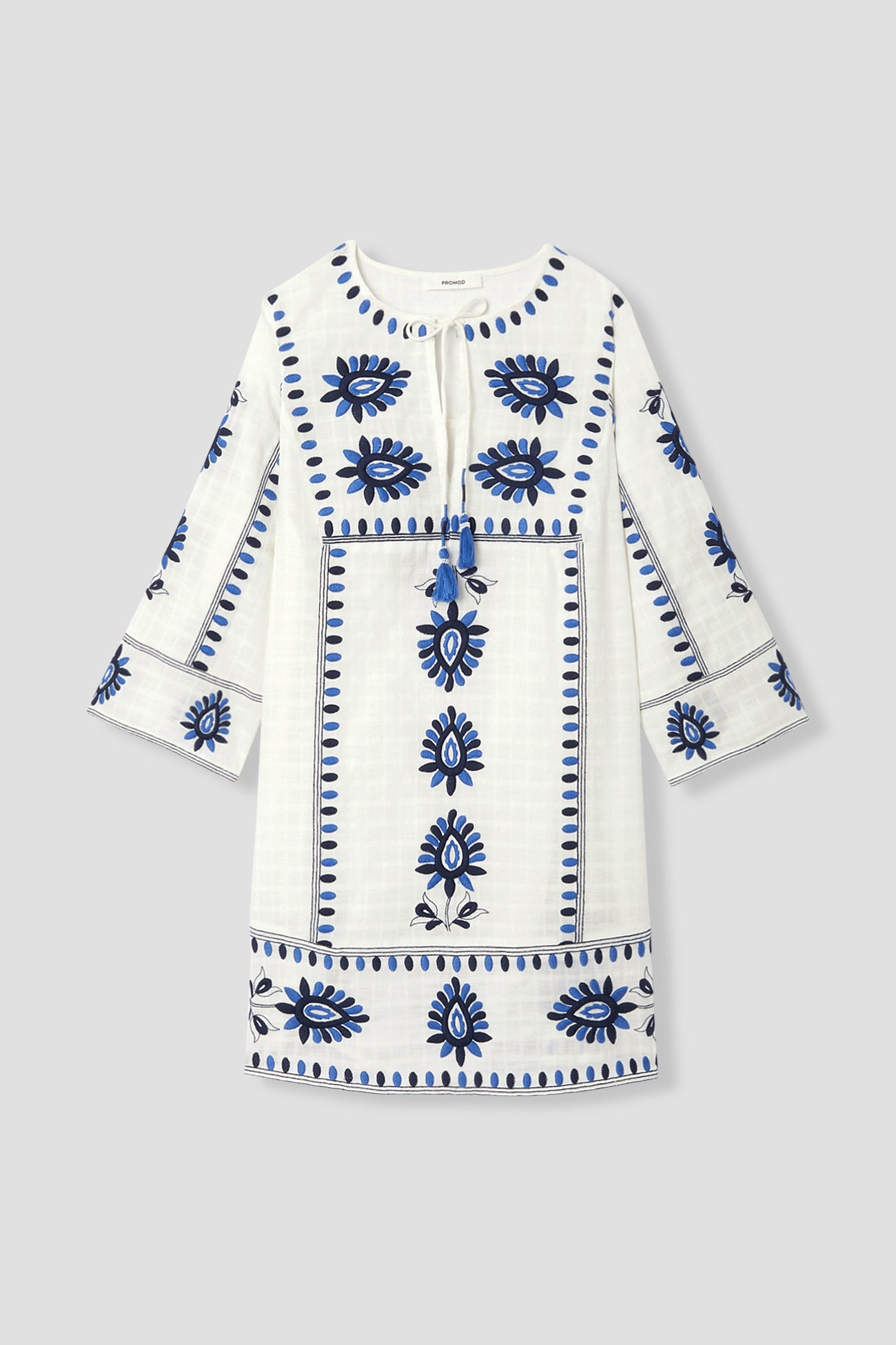 Embroidered tunic dress - Navy blue