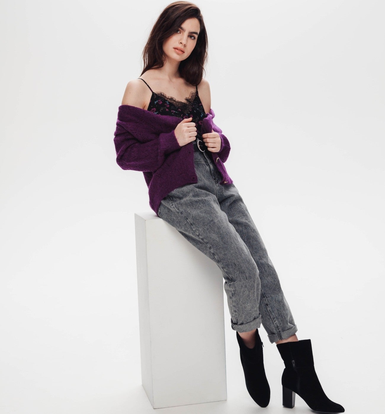 Patterned strappy top - Black print