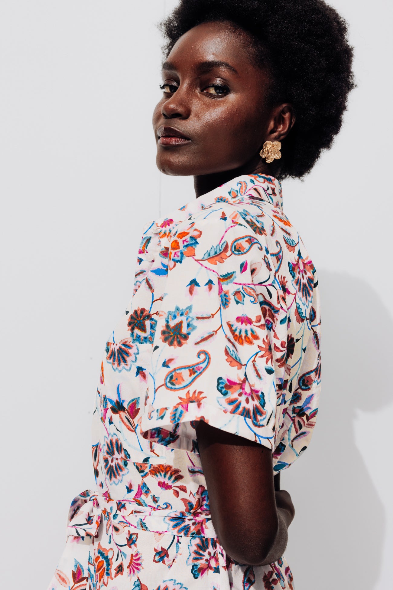 Patterned shorts jumpsuit - Ecru print