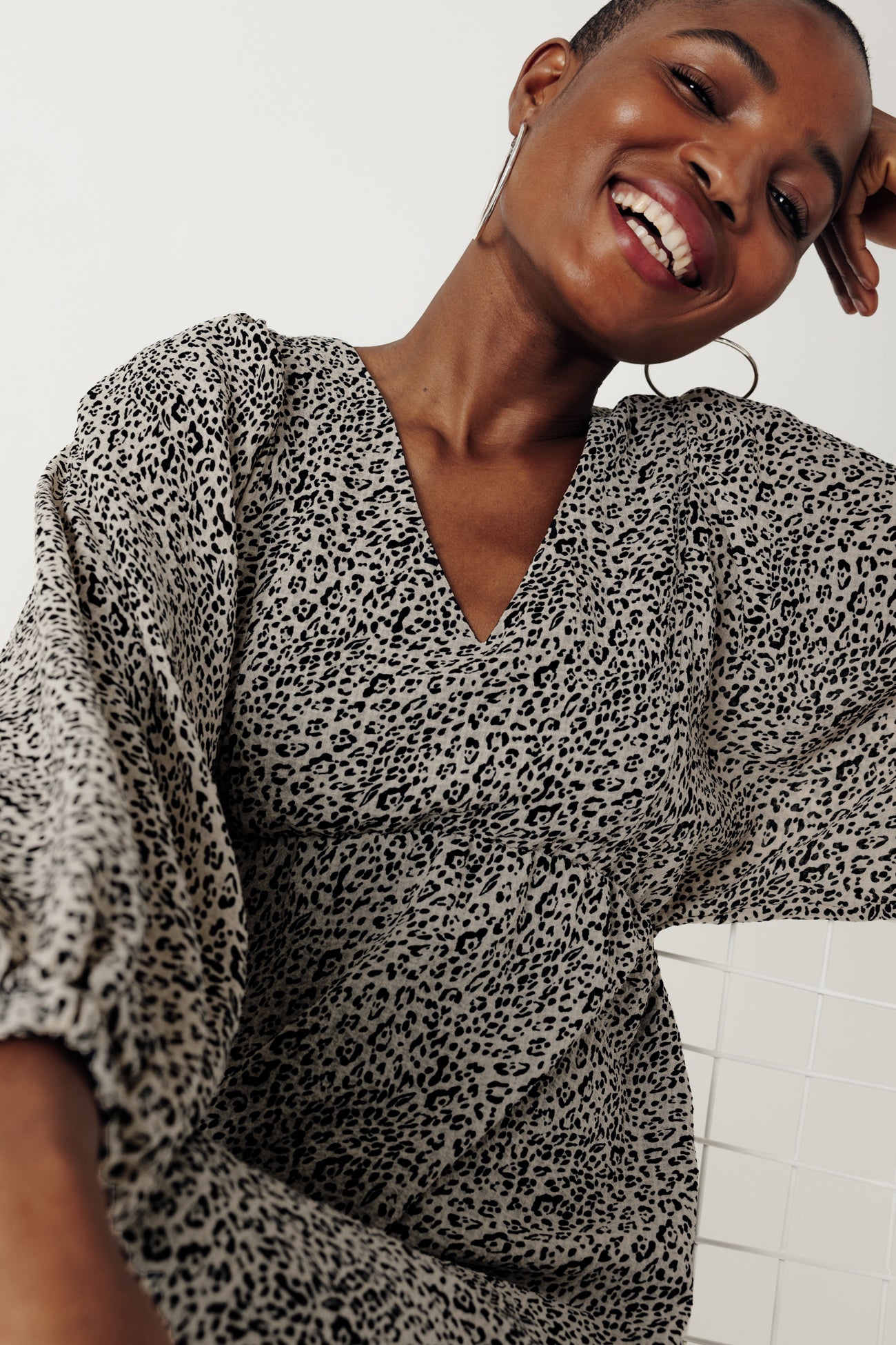 Short flared dress - Black print