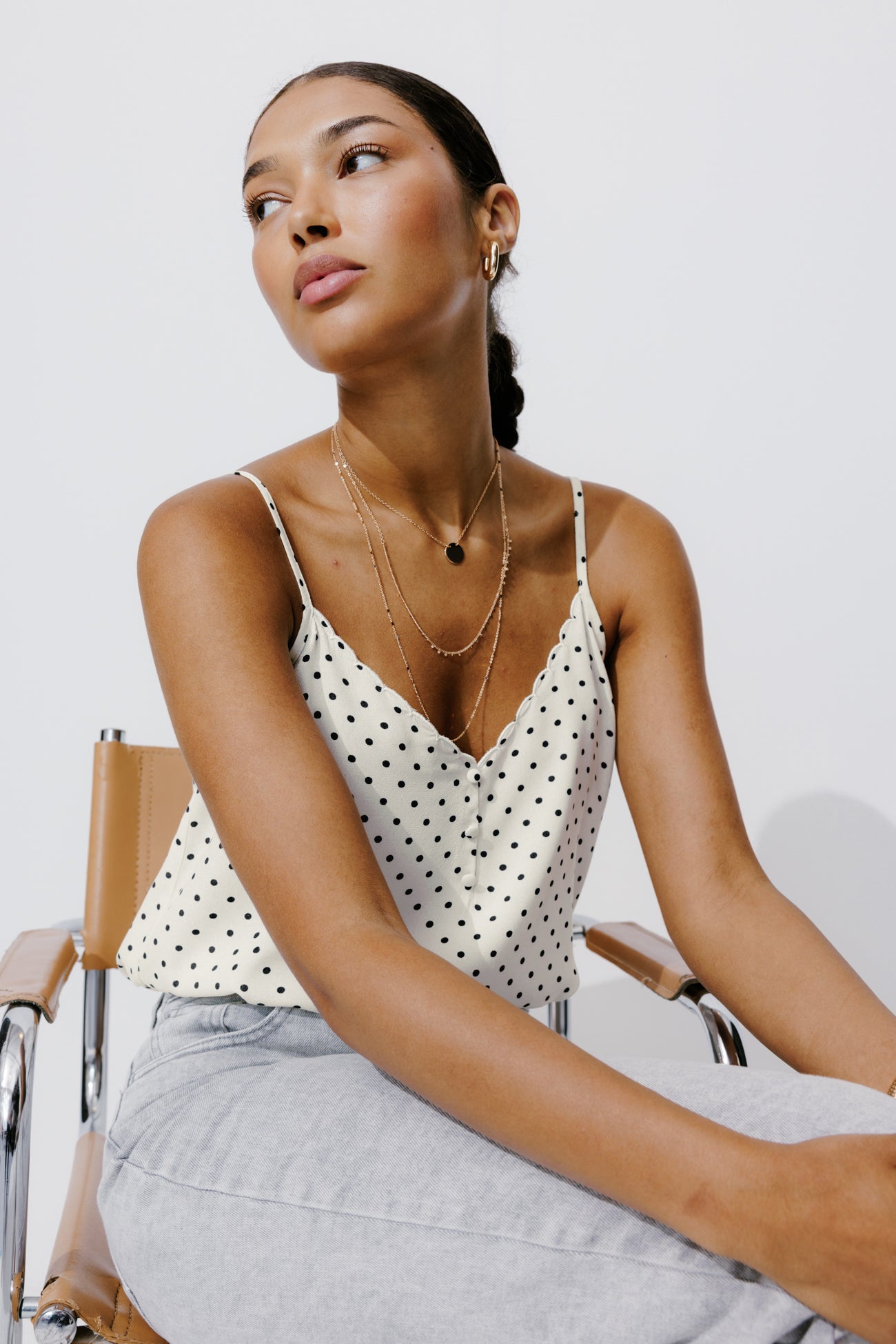 Strappy top - Ecru print