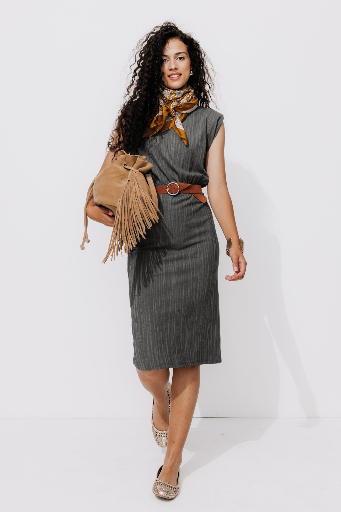 Long sleeveless dress - Dark grey