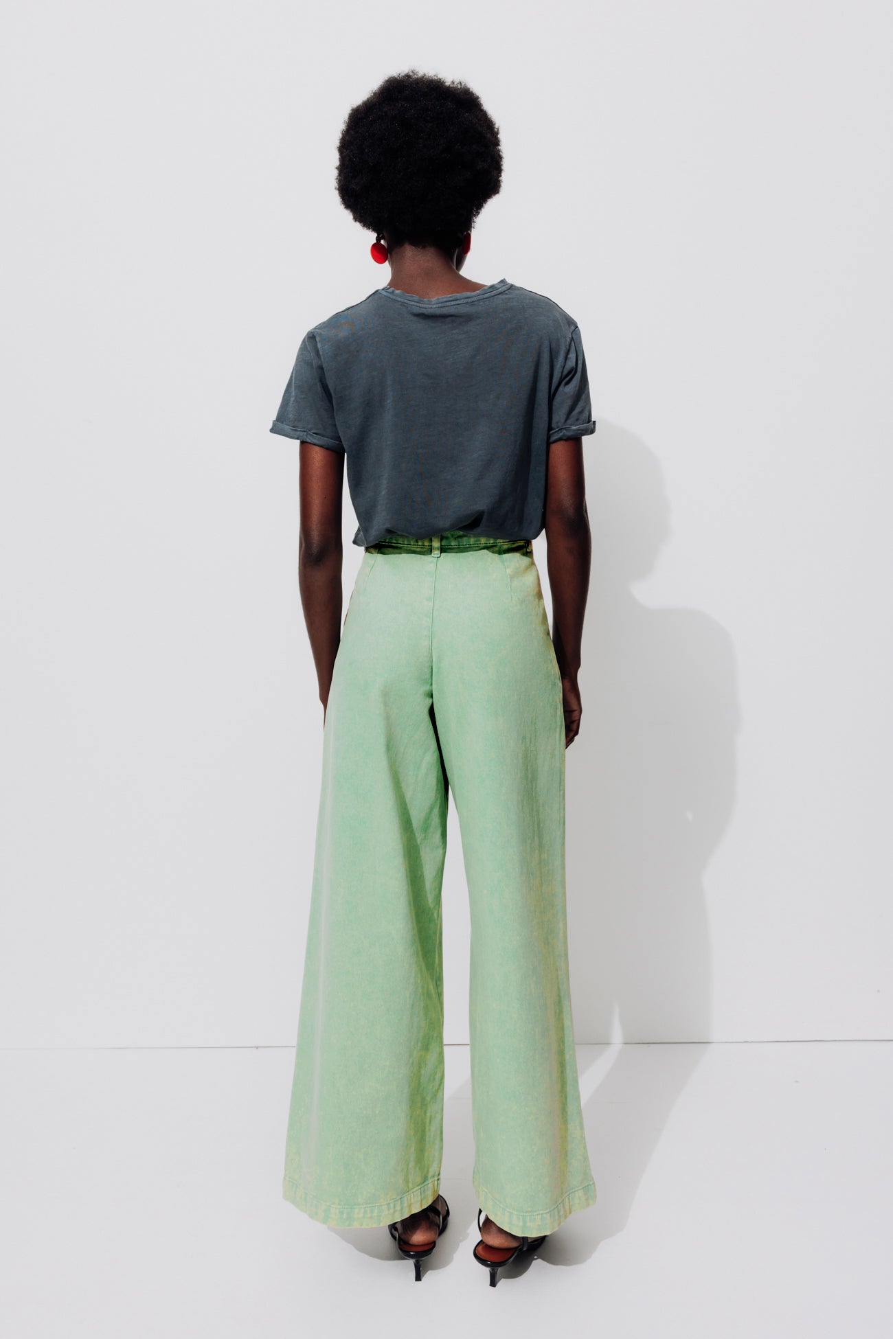 Wideleg pleat trousers - Neon orange