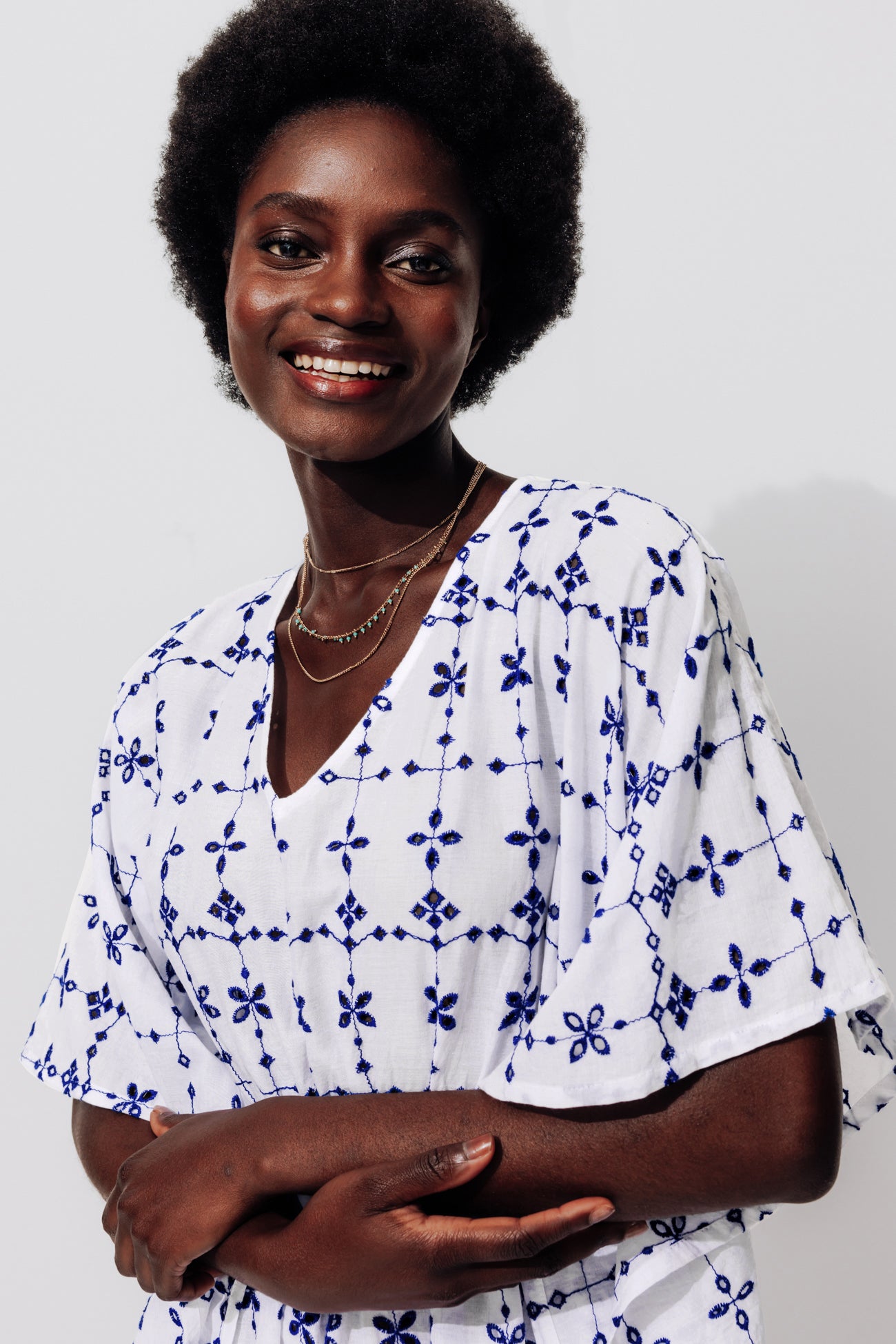 Embroidered beach dress - Blue