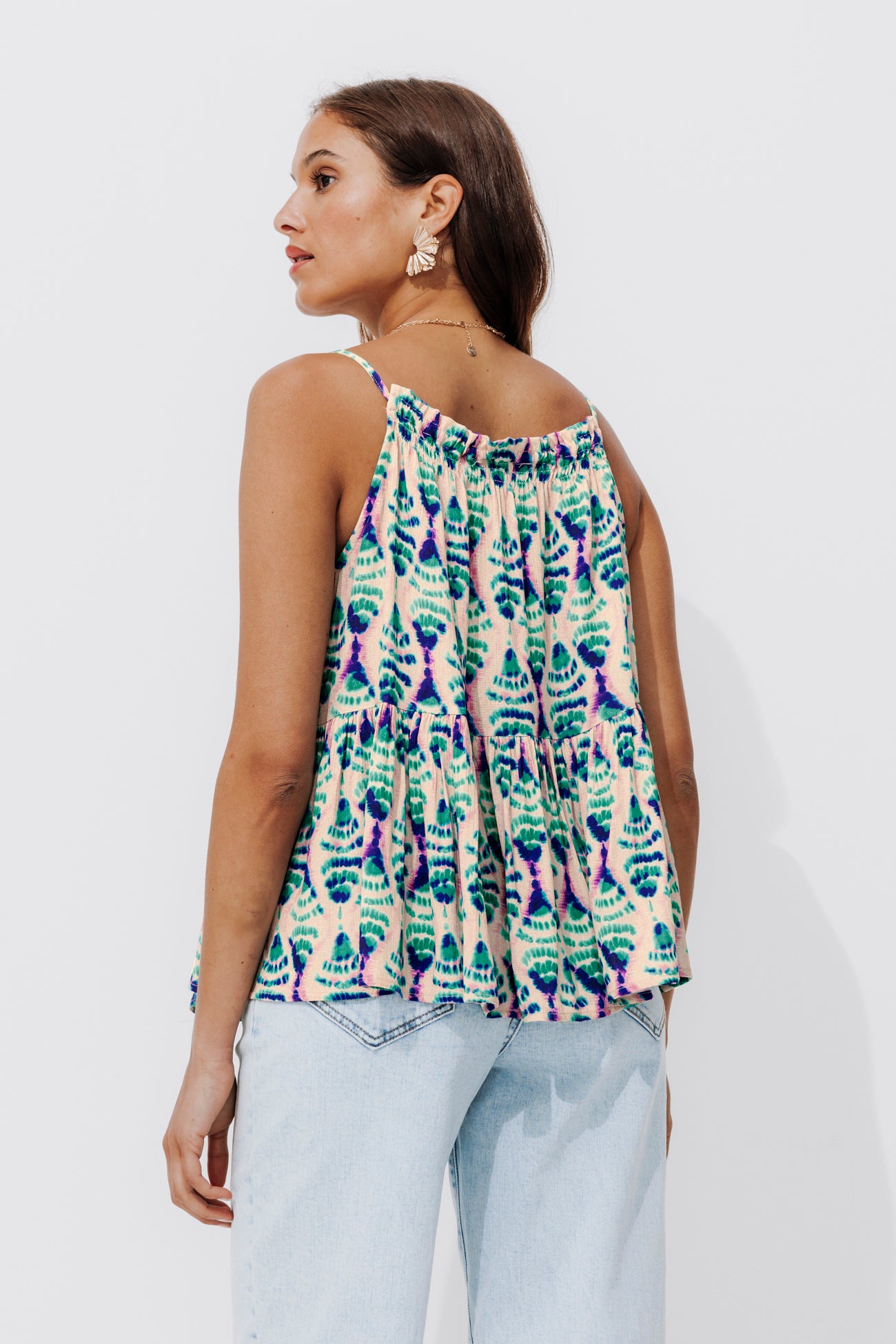 Ecodesign ikat top - Ecru print