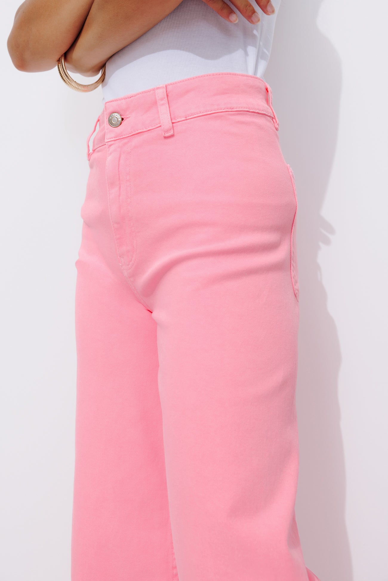 High-waist wideleg trousers - Beige