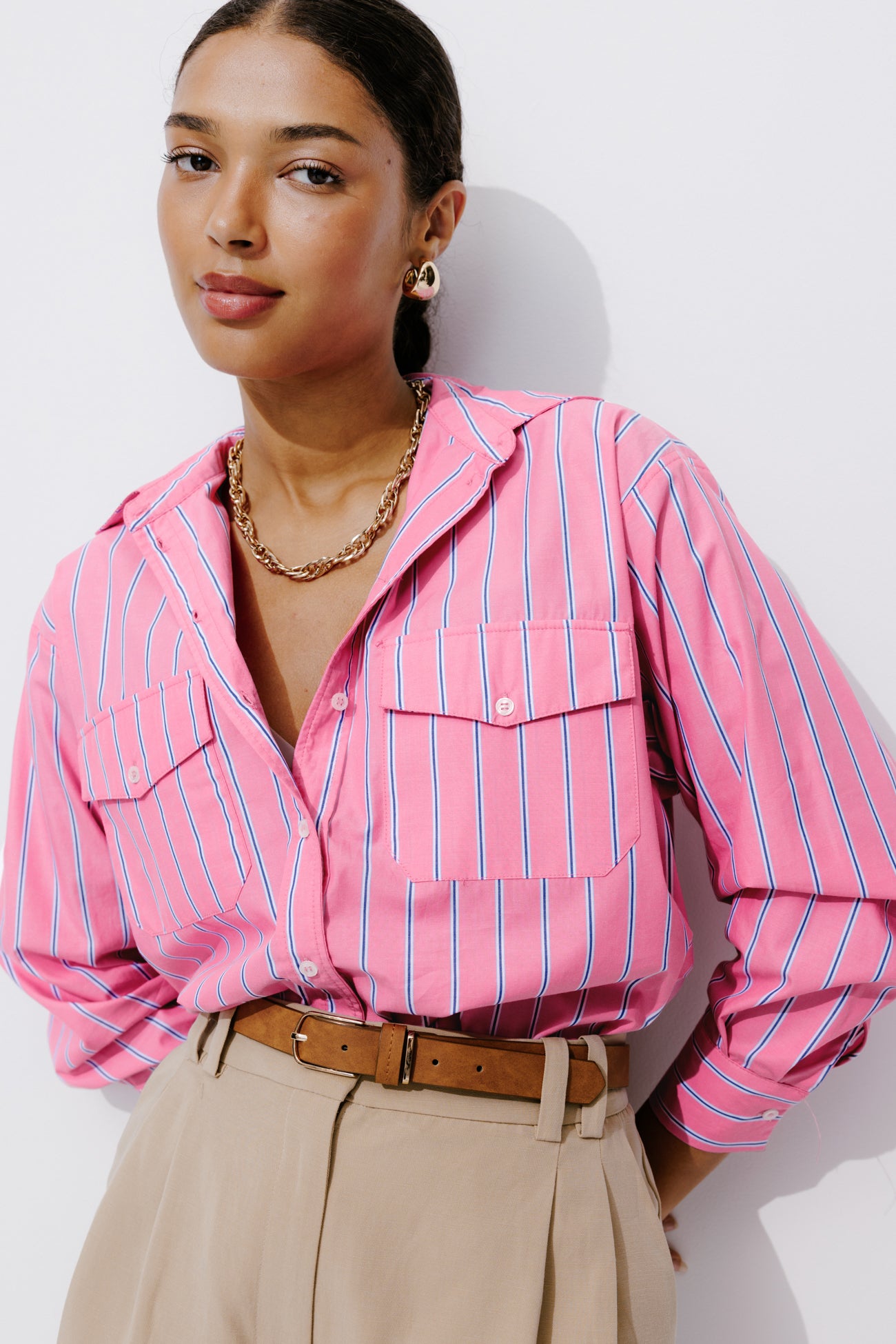 Striped oversized shirt - Blue stripes