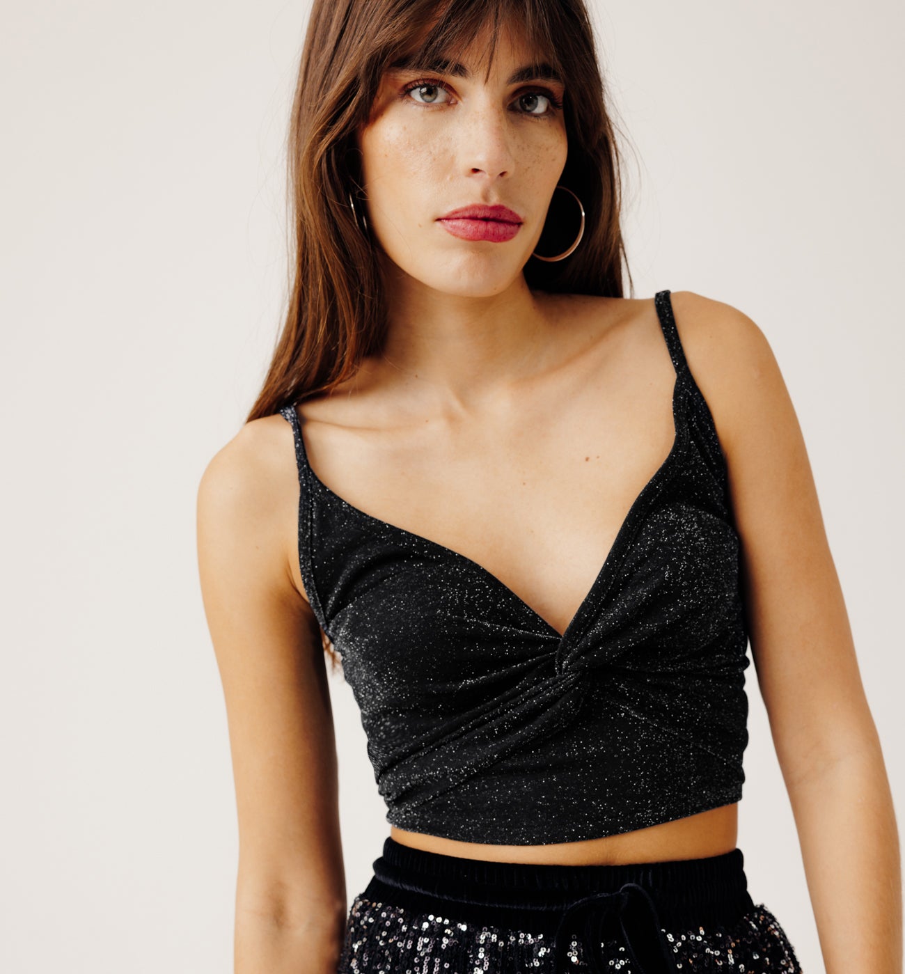 Glitzy crop top - Grey