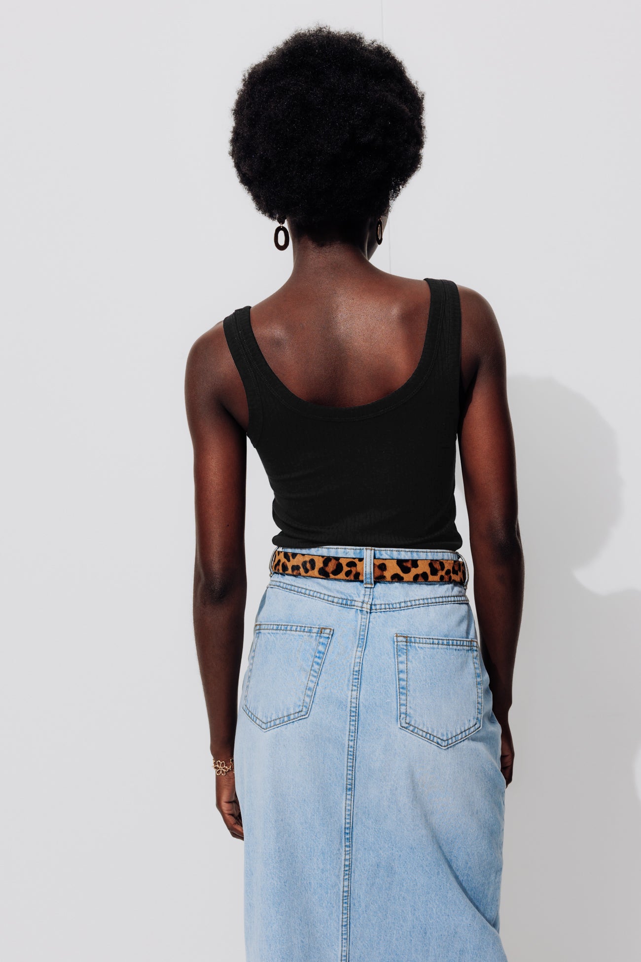 Plain ribbed sleeveless top - Black