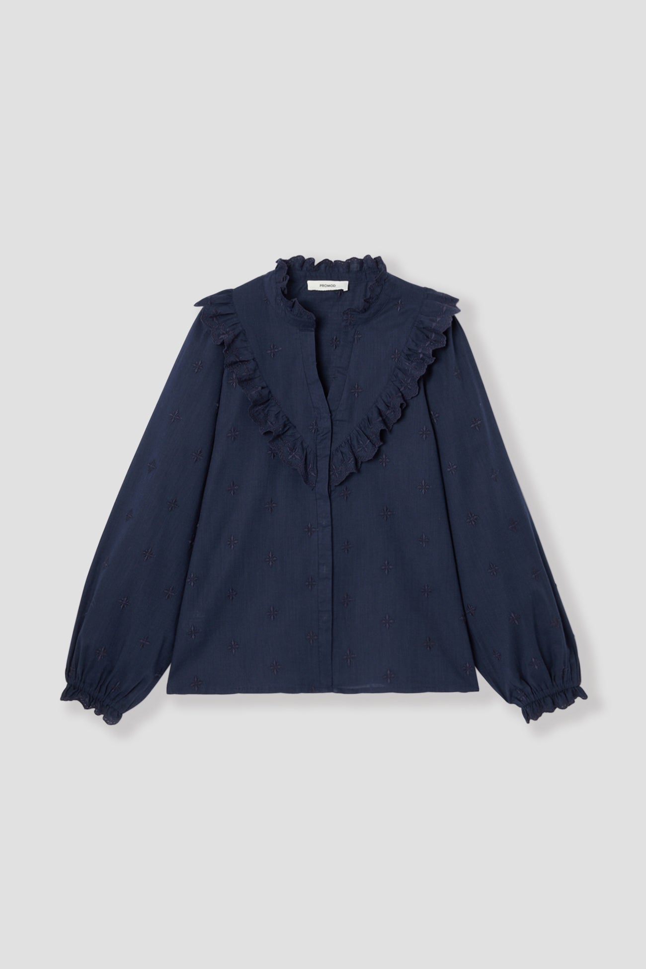 Embroidered cotton shirt - Ecru