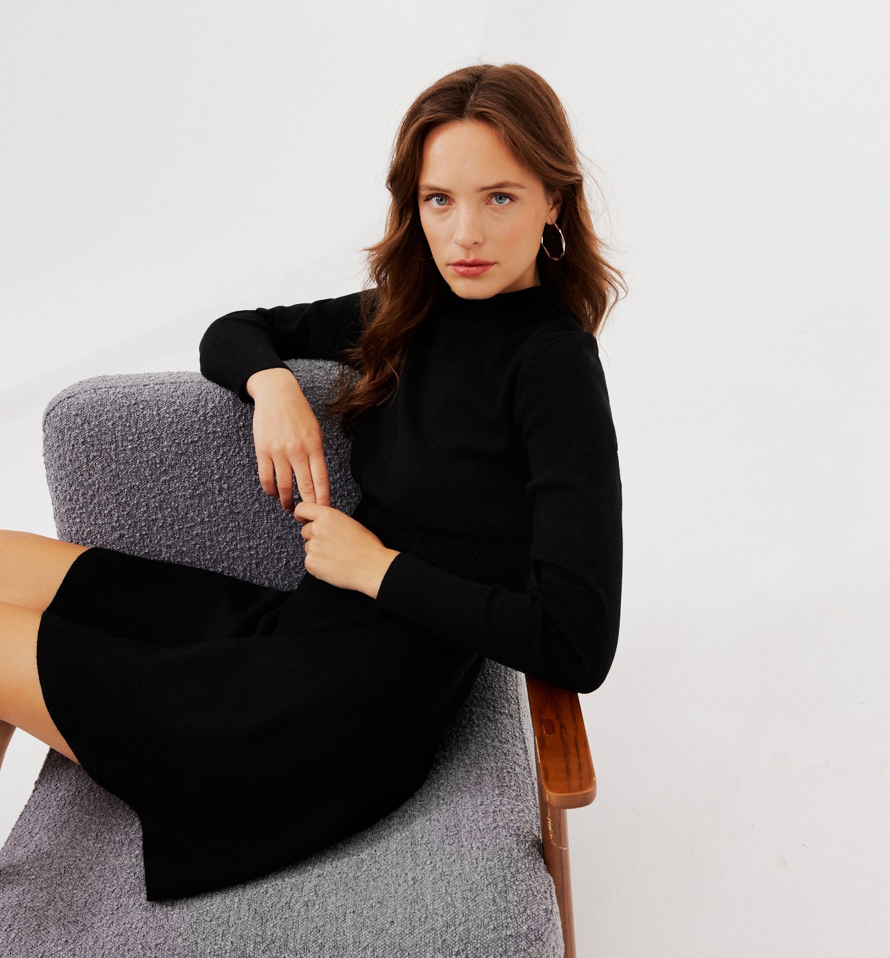 Short knitted dress - Bordeaux red