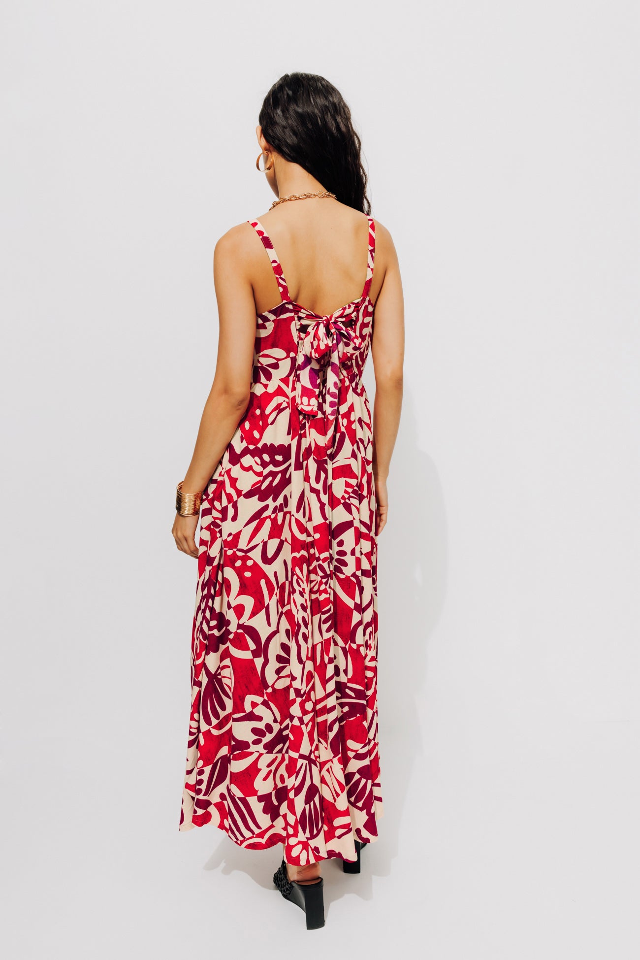 Long patterned dress - Ecru print