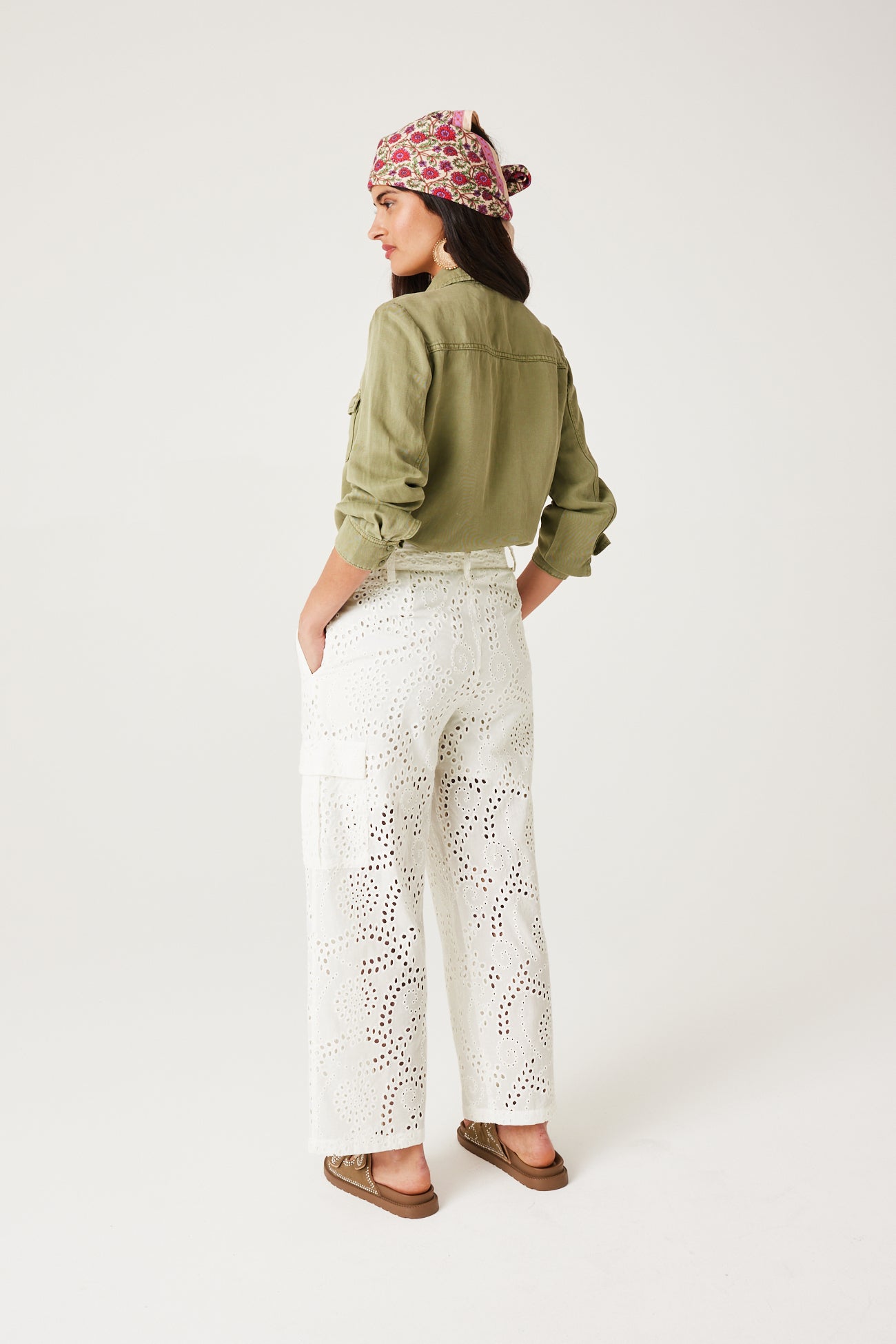 Broderie anglaise trousers - Black