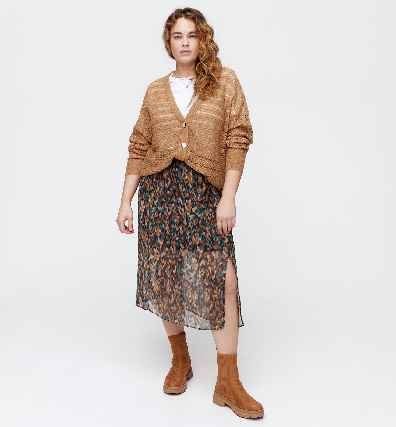 Openwork cardigan - Chestnut brown