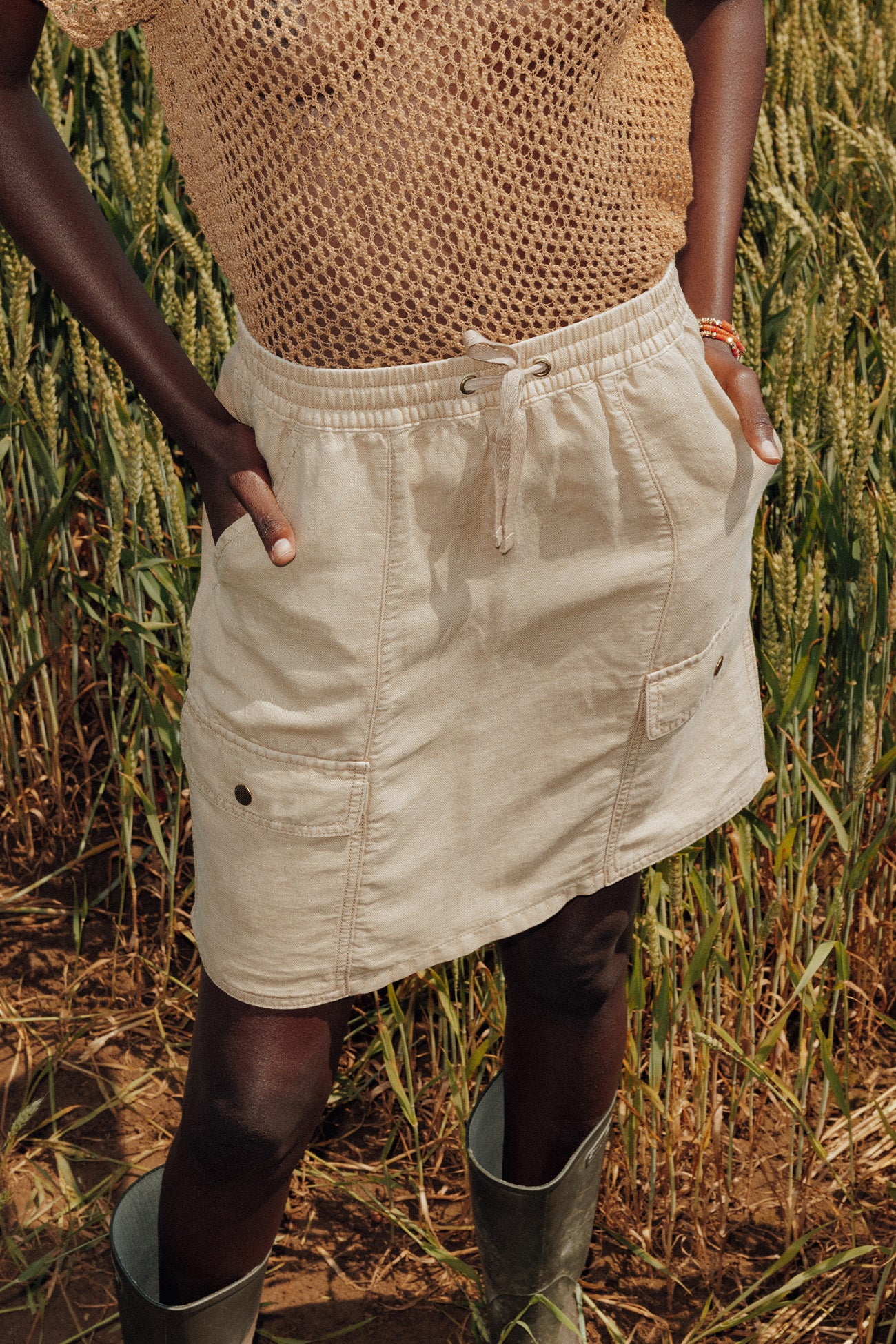 Short cargo skirt - Sand