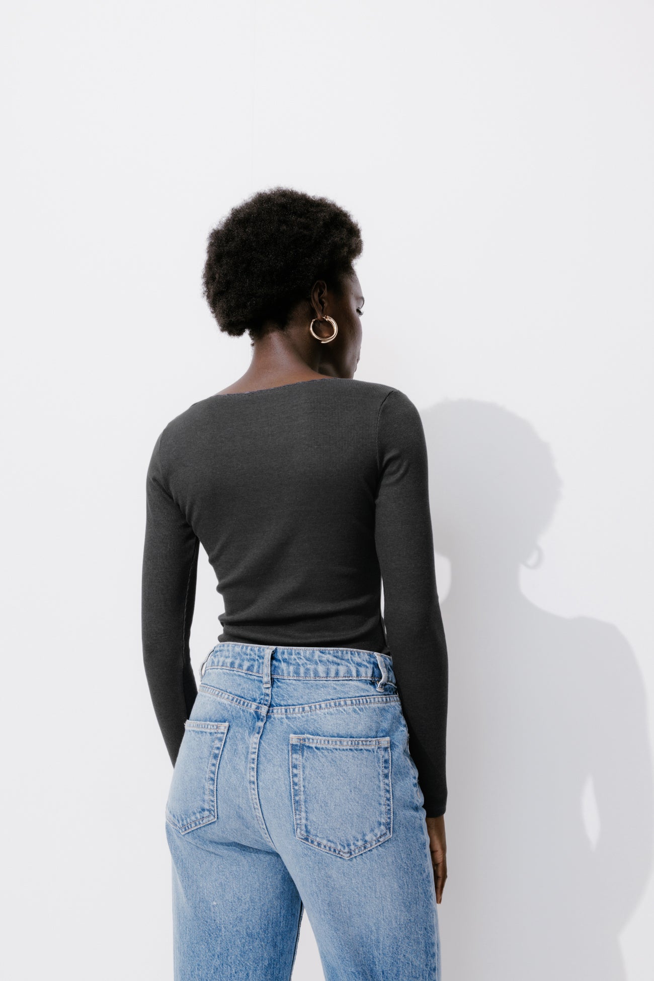 Lace detail ribbed top - Ecru