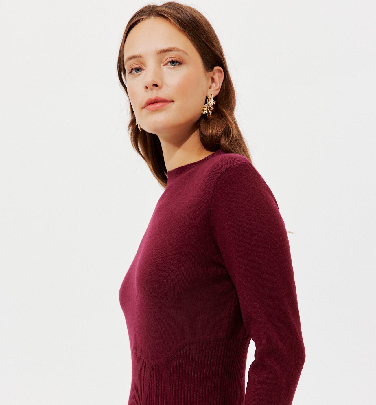 Short knitted dress - Bordeaux red