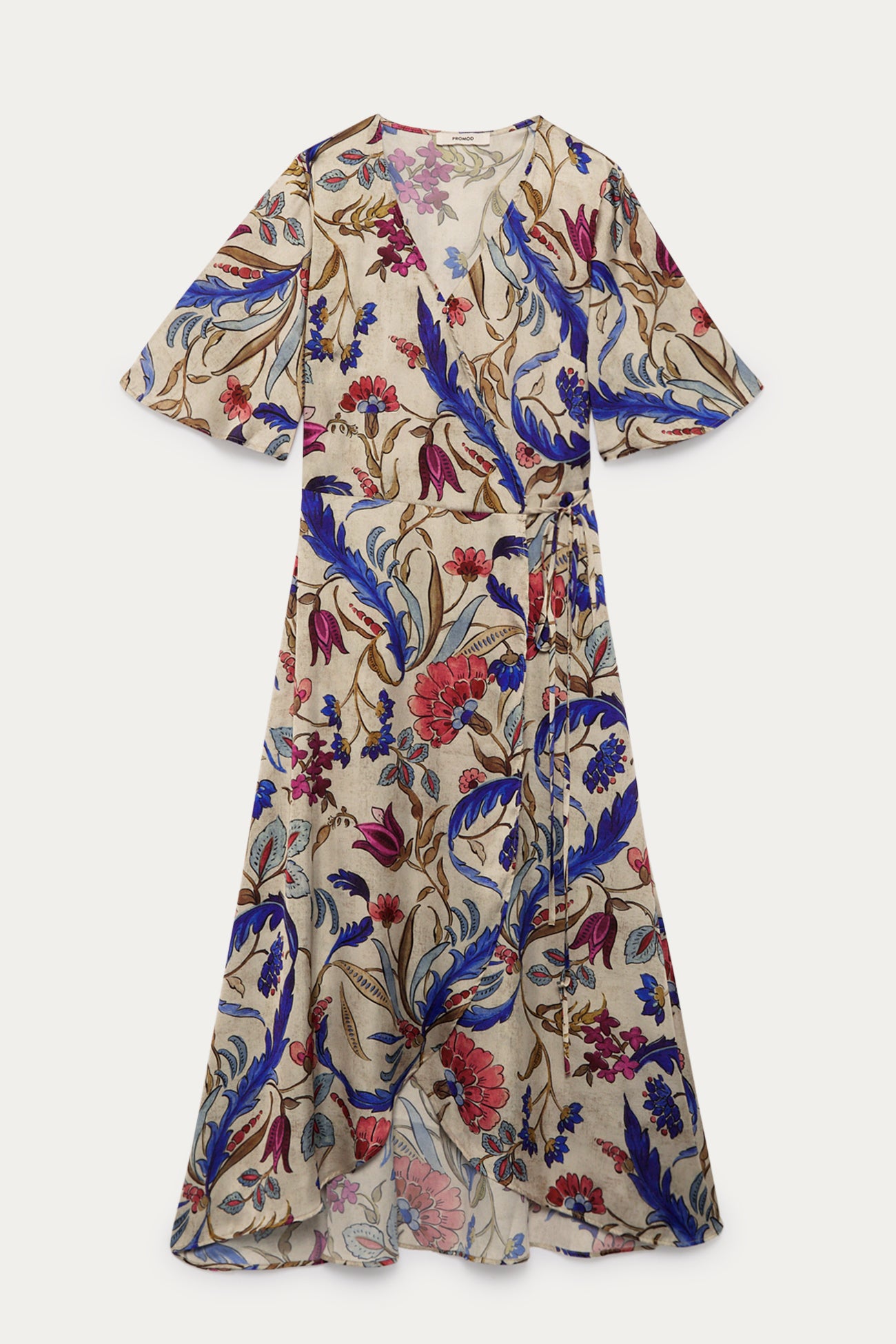 Satin crossover dress - Ecru print