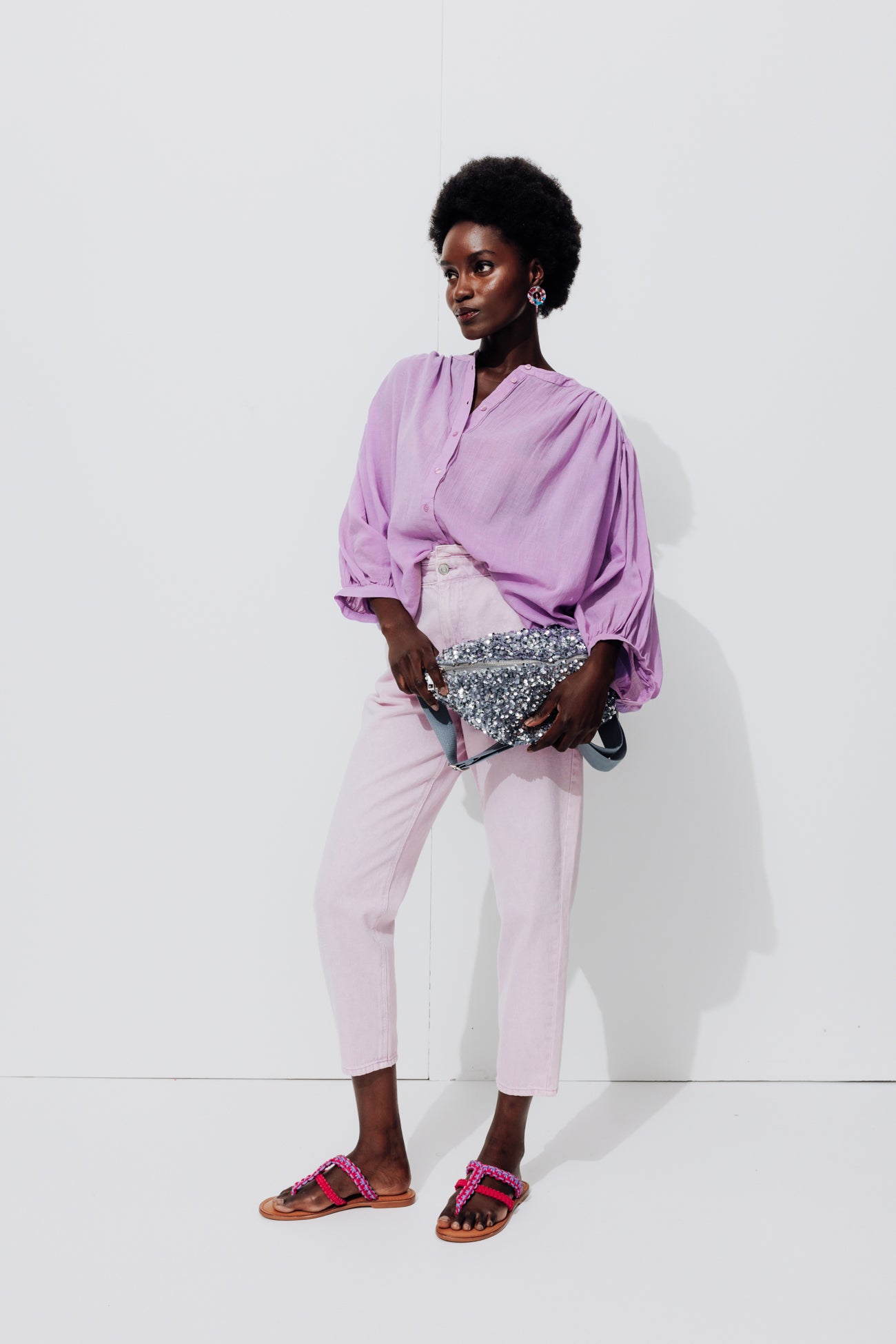 Puff-sleeved shirt - Light violet