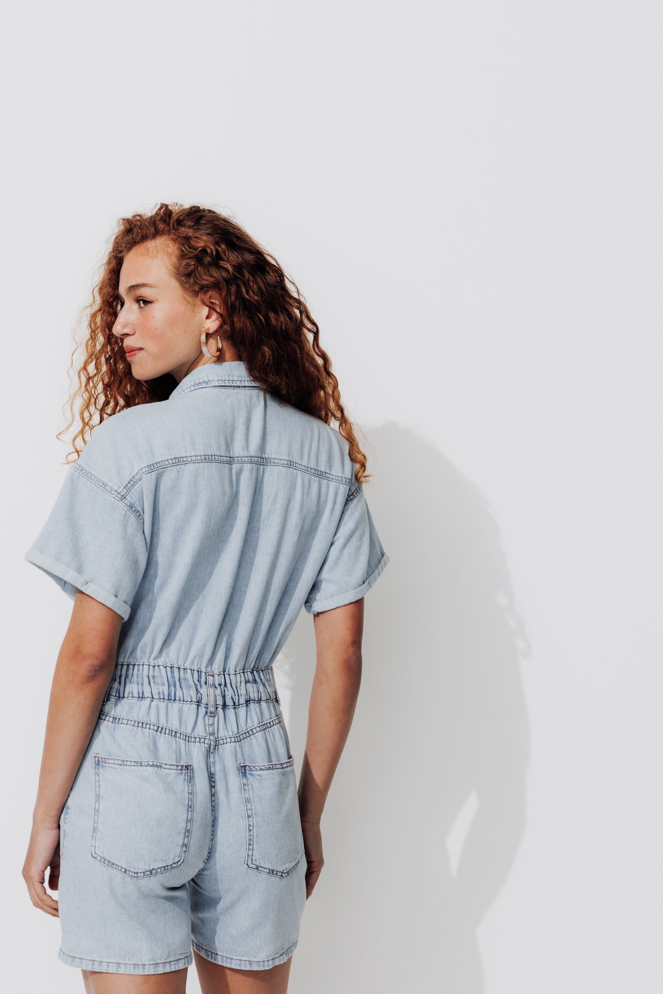 Denim shorts jumpsuit - Light denim