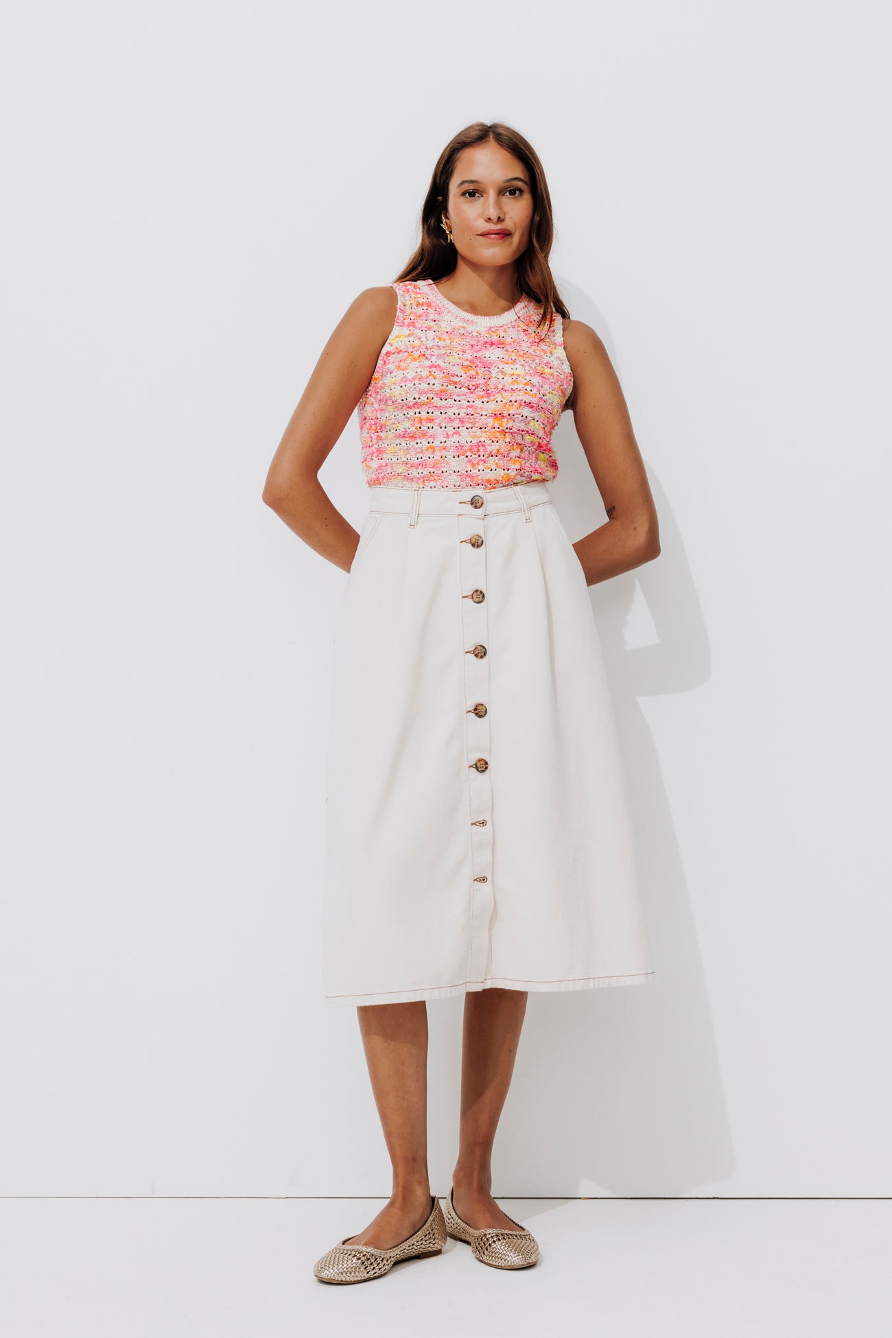 Sleeveless jumper - Multicolour print