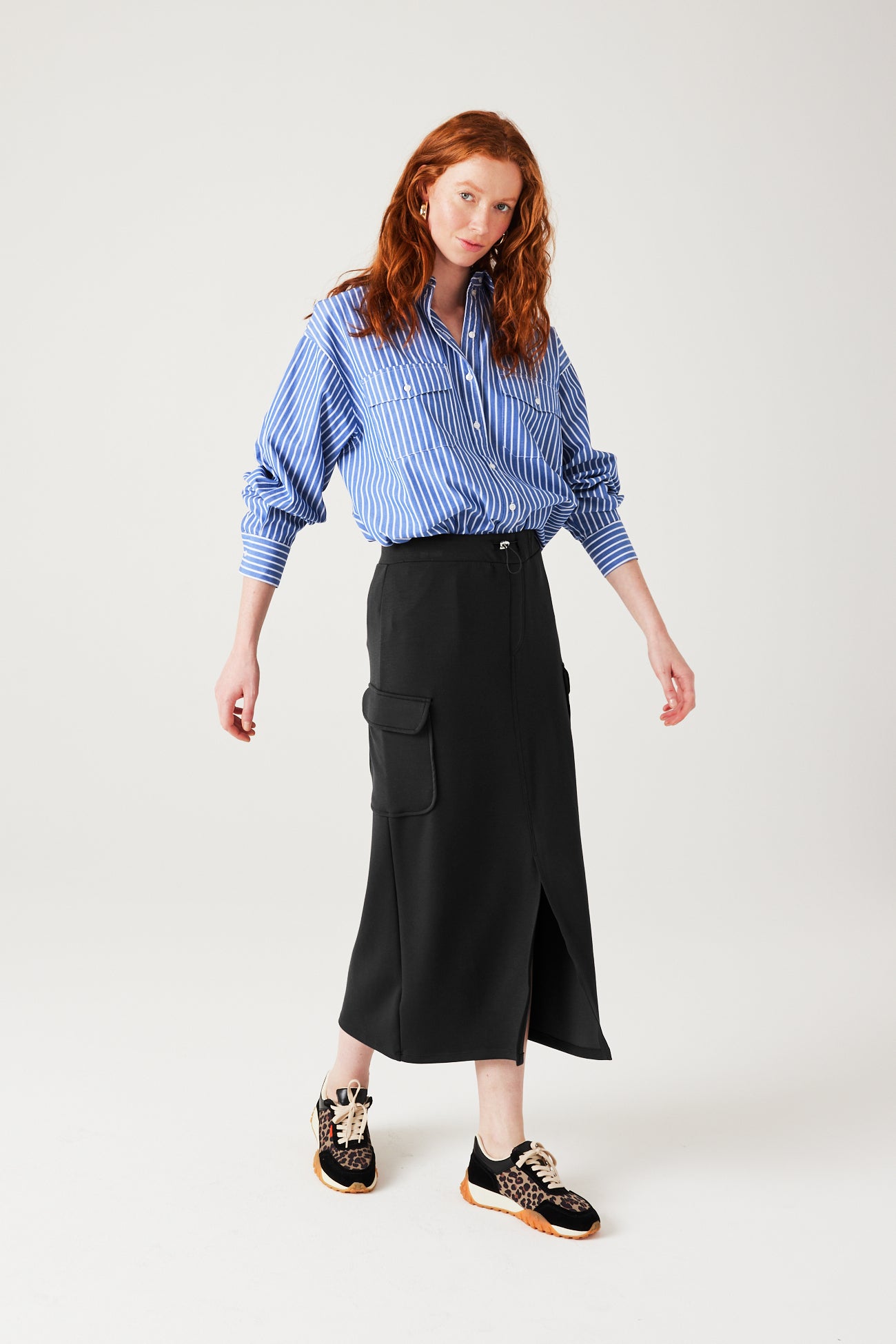 Jersey midi skirt - Dark grey