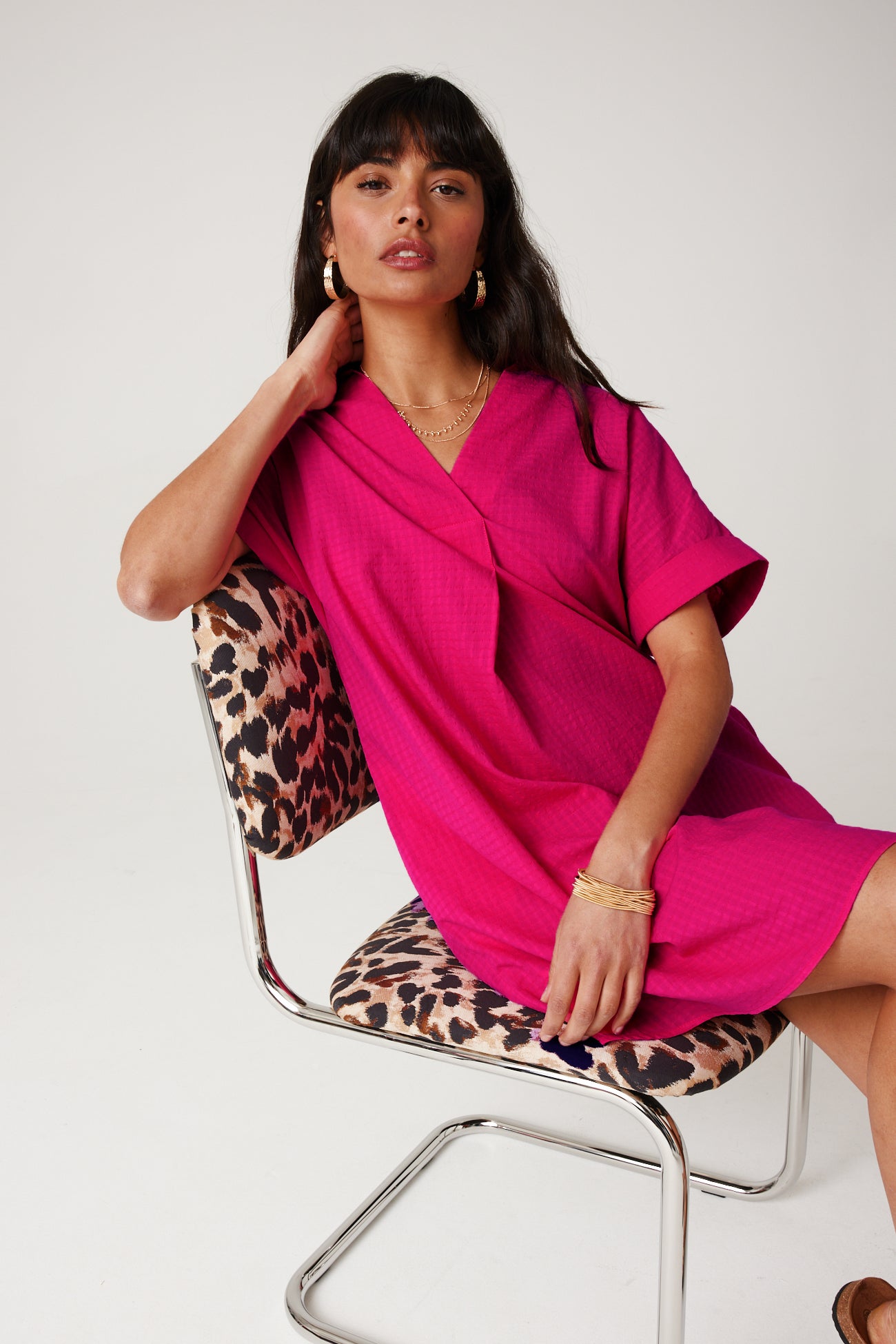 Short plain dress - Raspberry red