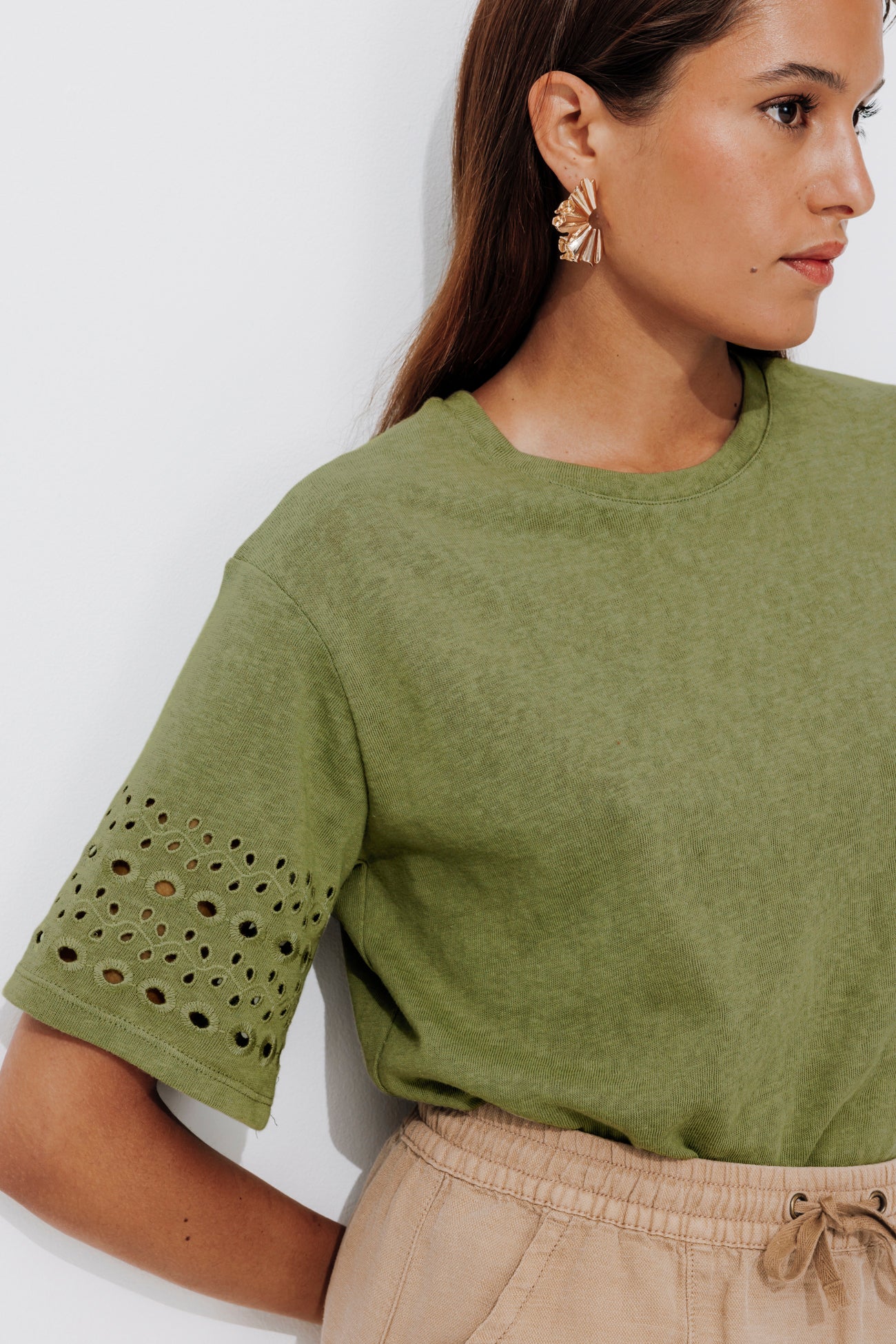 Broderie anglaise t-shirt - Old pink