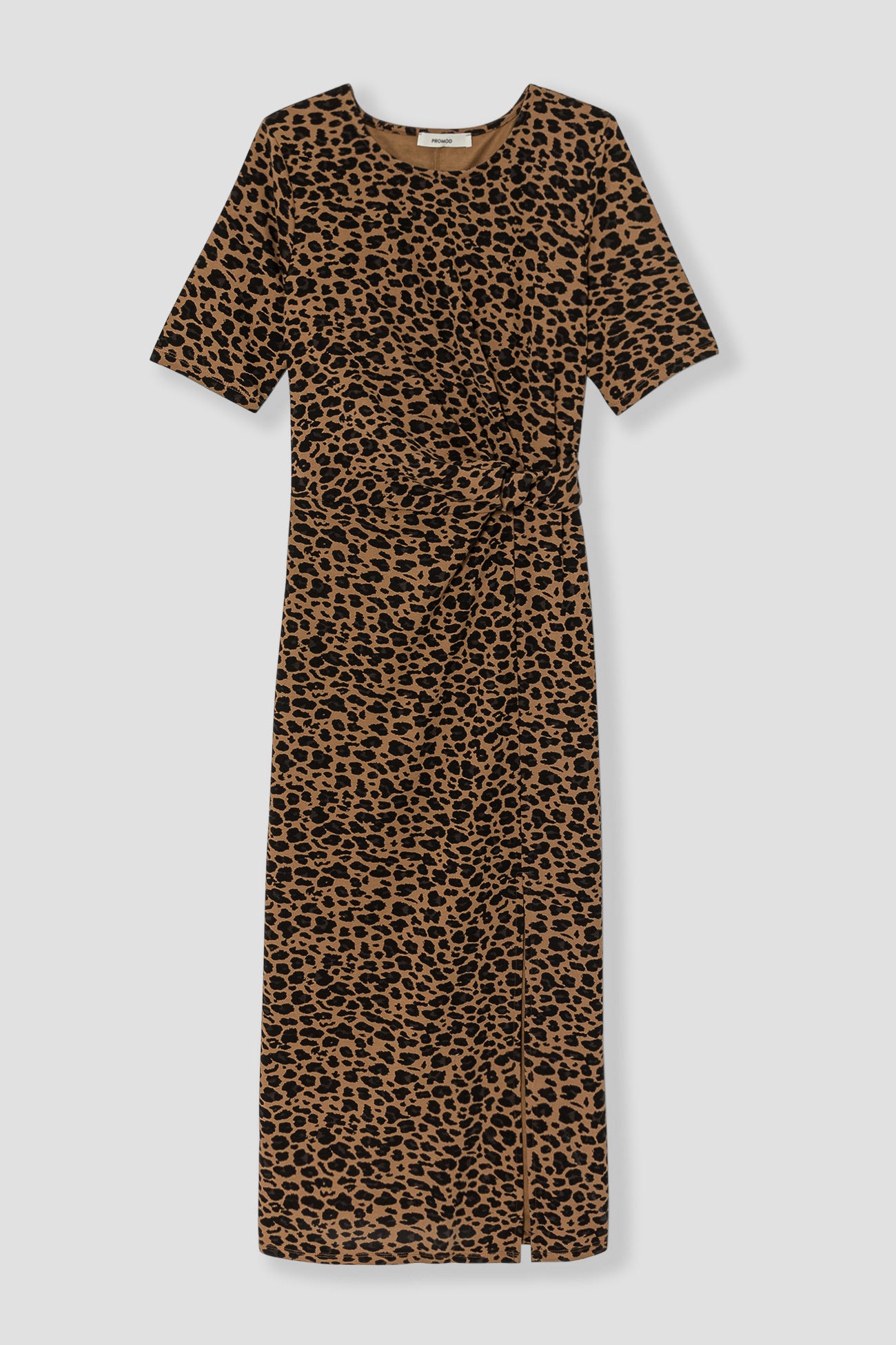 Plain midi draped dress - Multicolour print