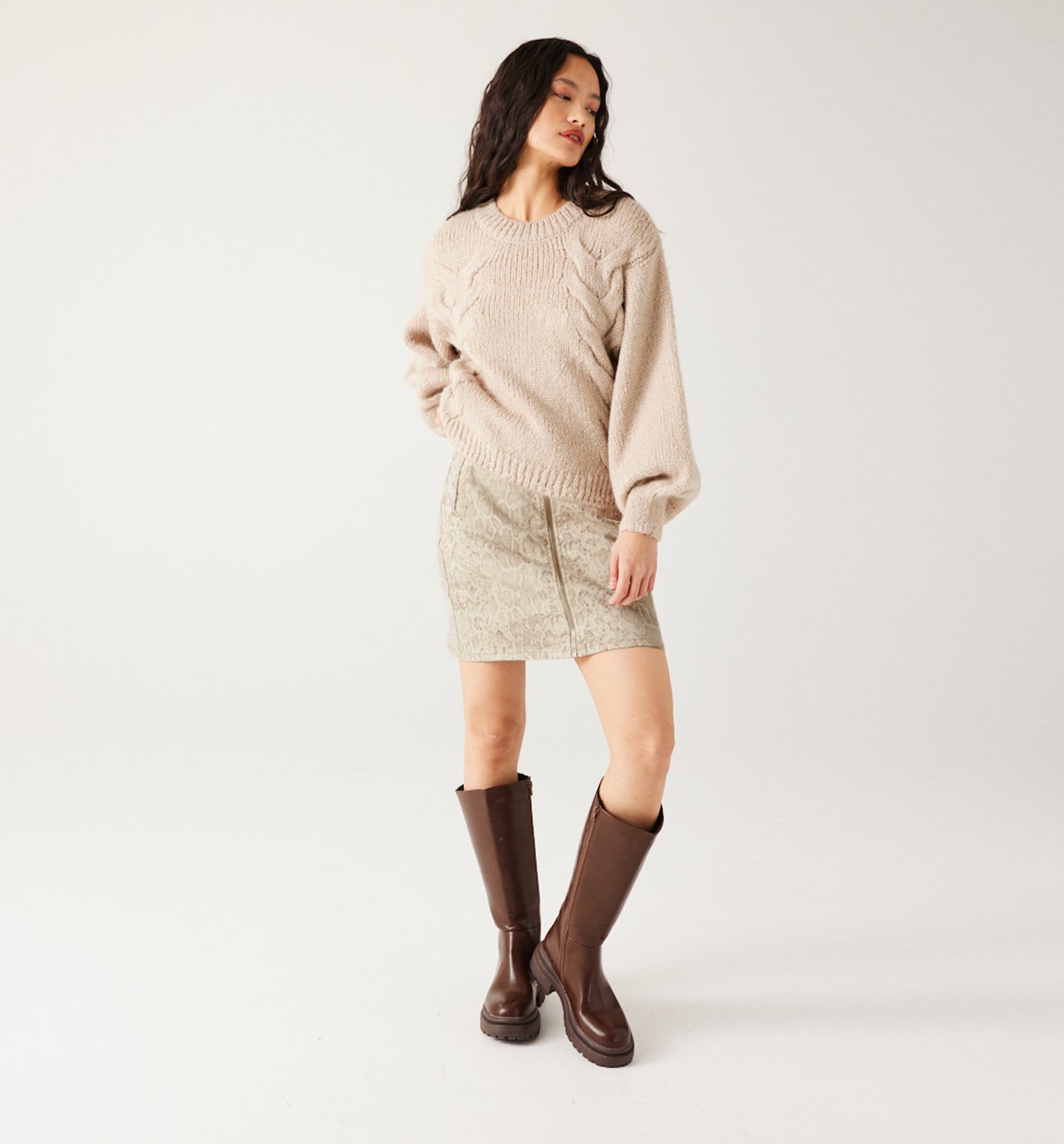 Python pattern mini skirt - Ecru print