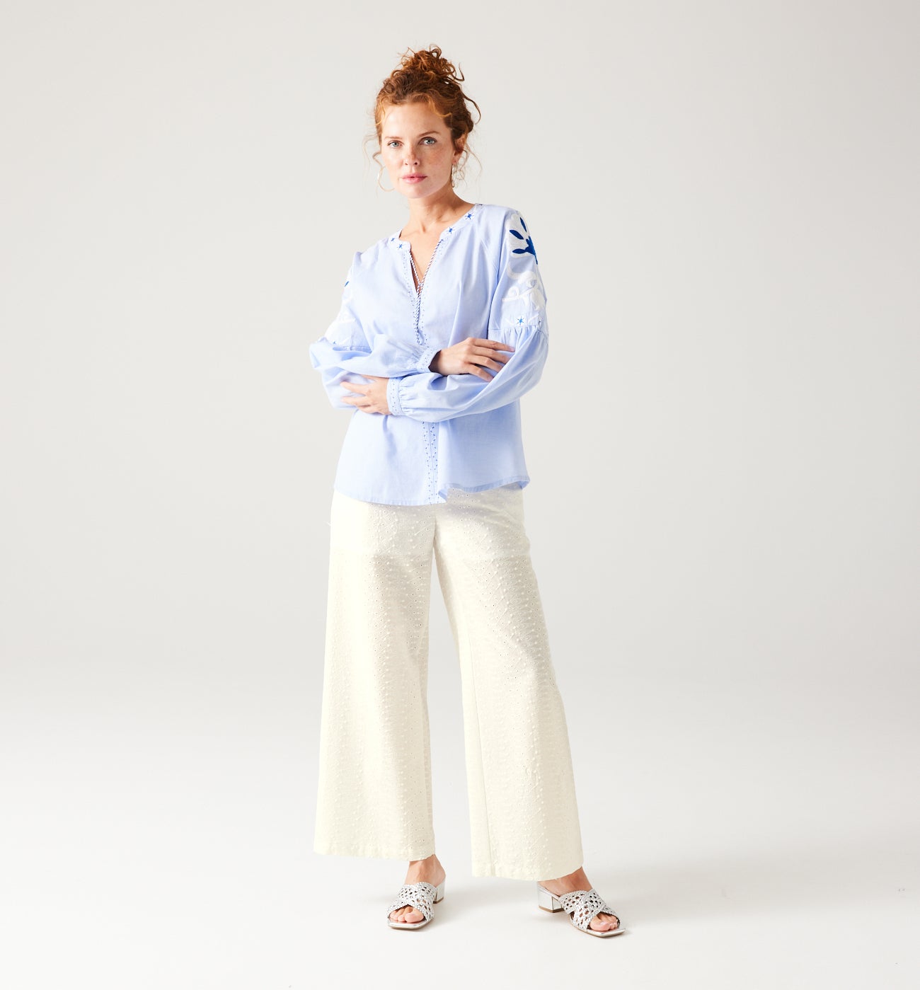 Broderie anglaise trousers - Ecru