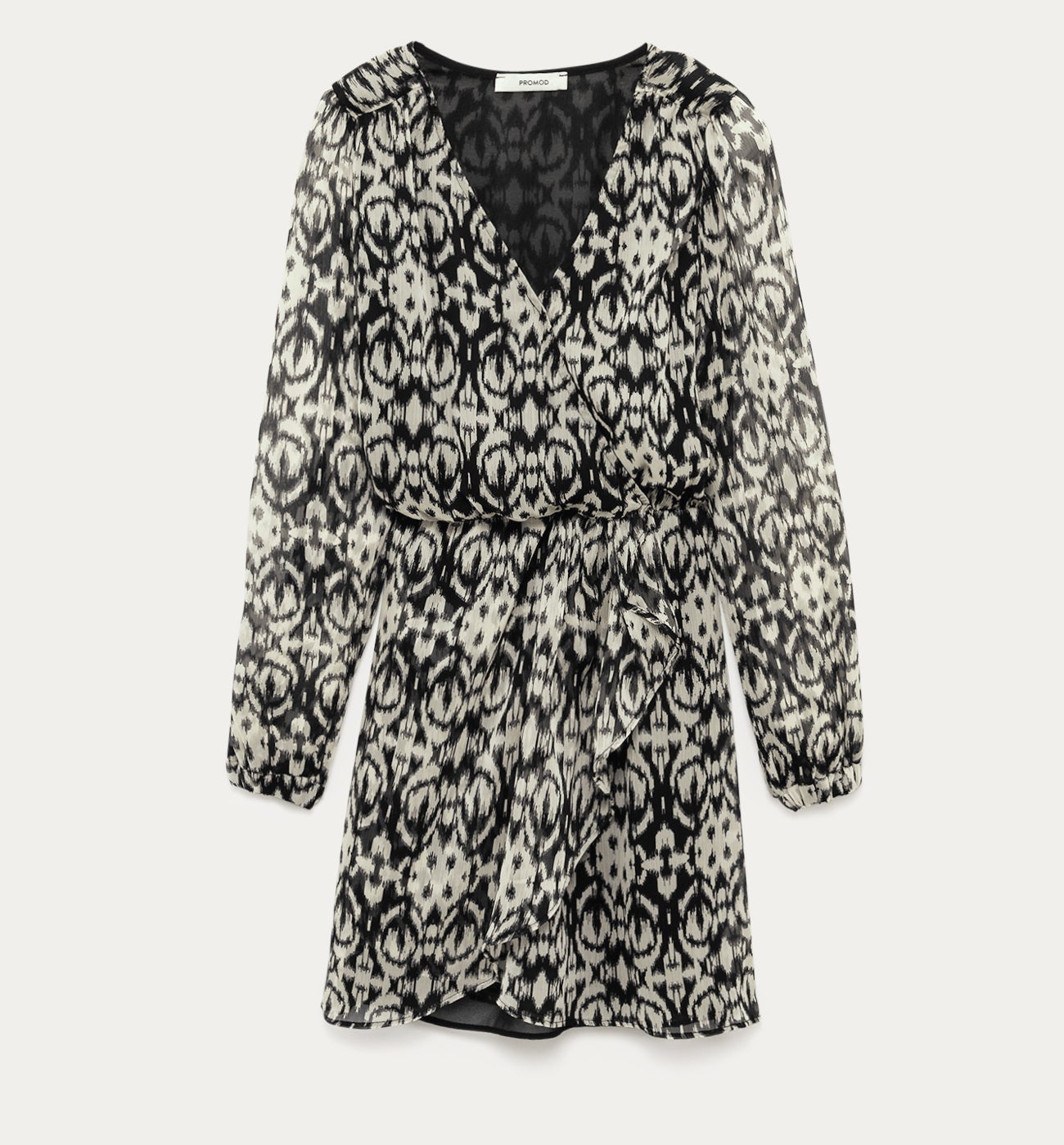 Short ikat design dress - Black print