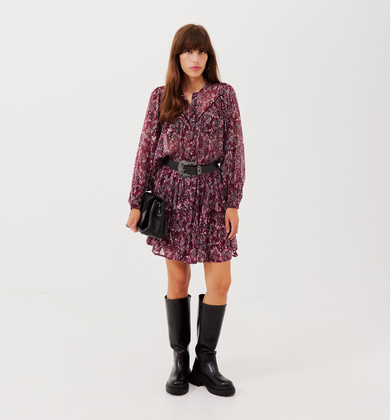 Short patterned boho skirt - Multicolour print