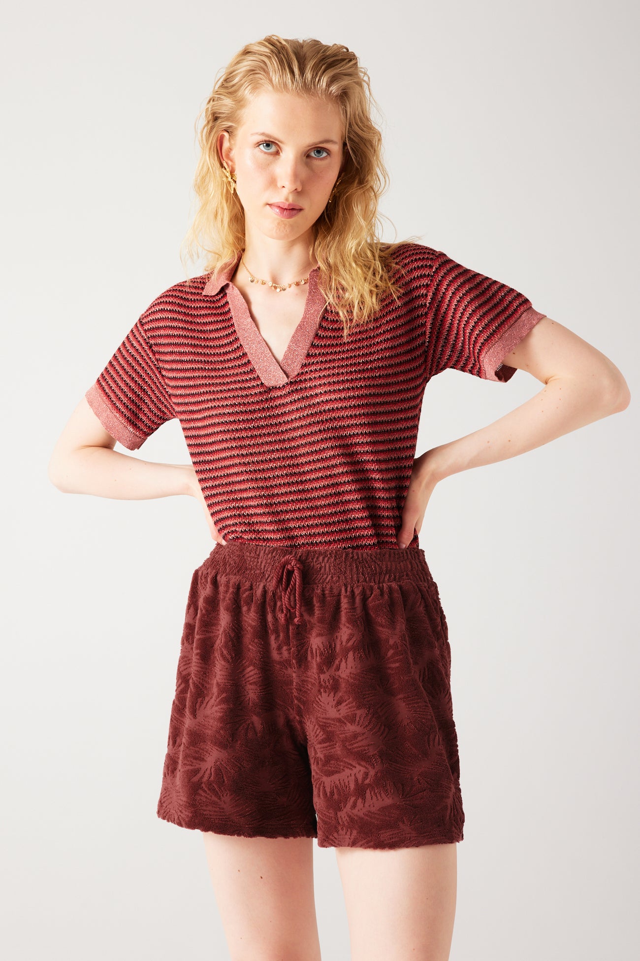Towelling shorts - Bordeaux red
