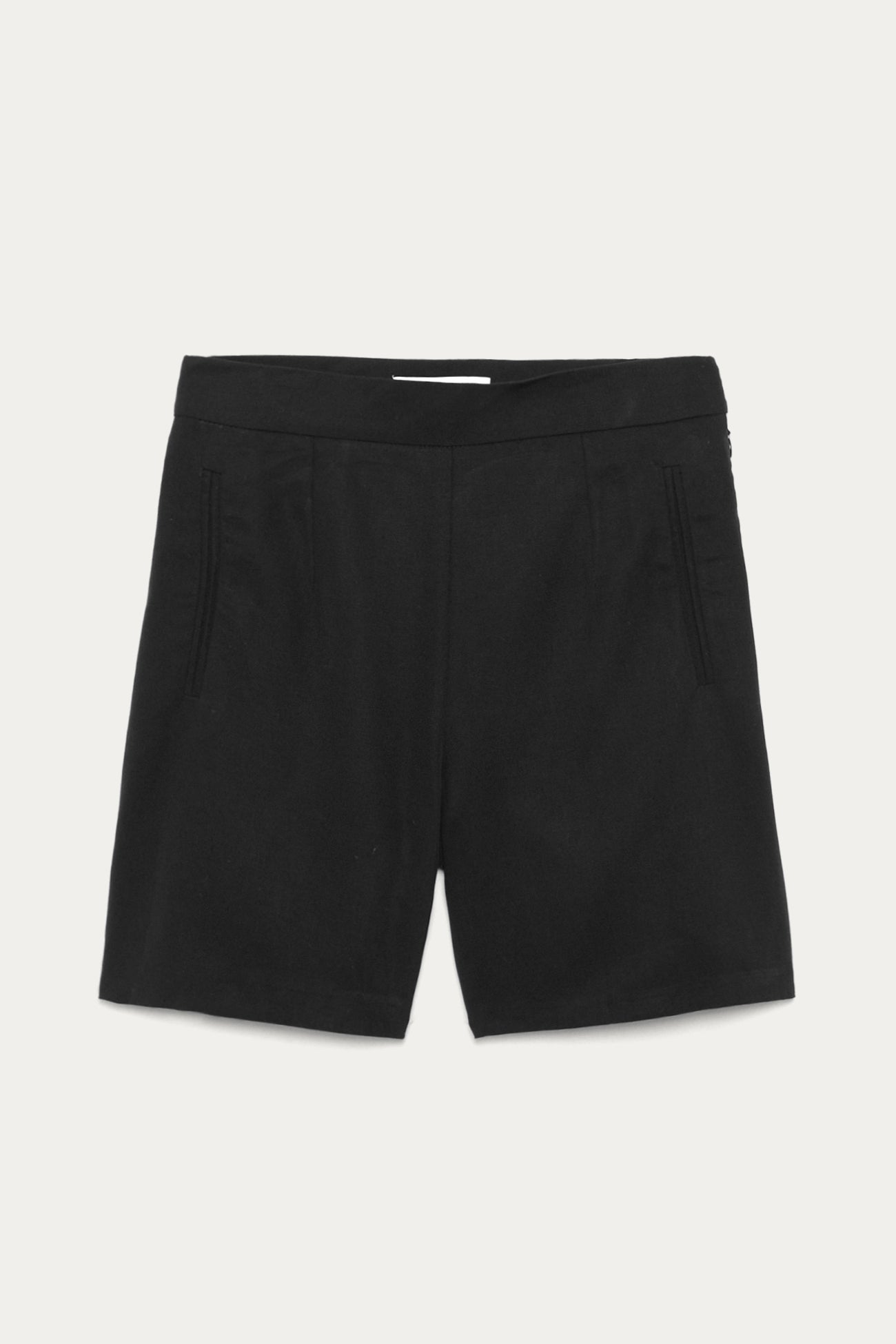 High-waist plain shorts - Black