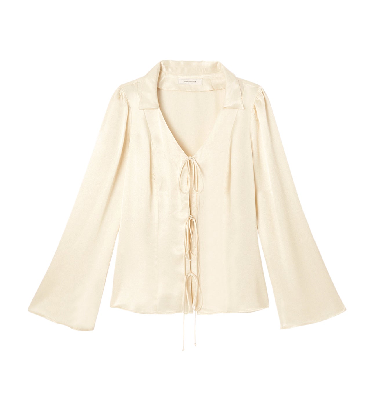 Plain satin blouse - Soft chestnut