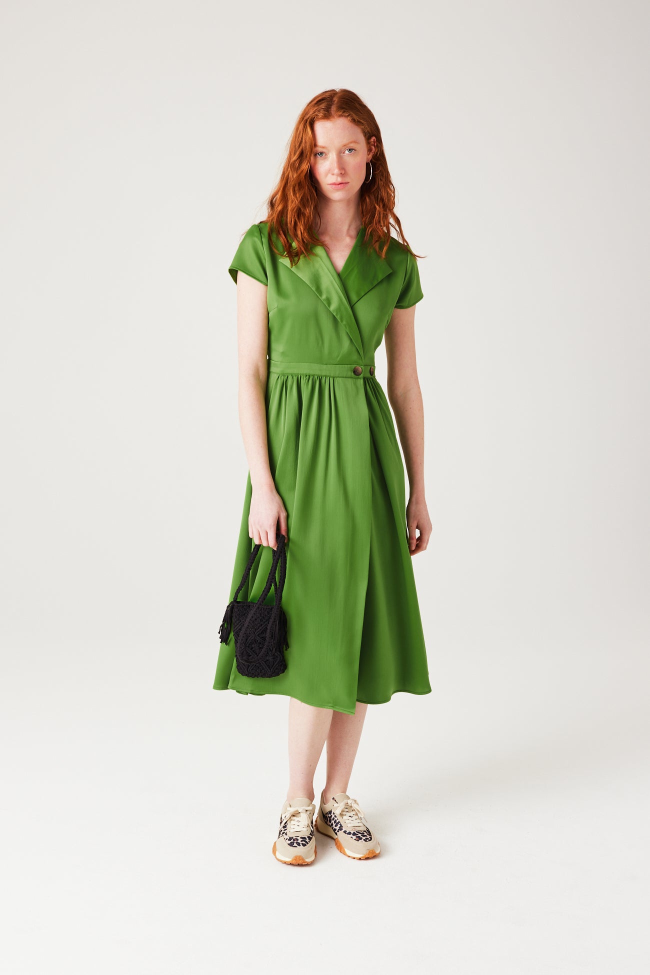 Satin crossover dress - Pink