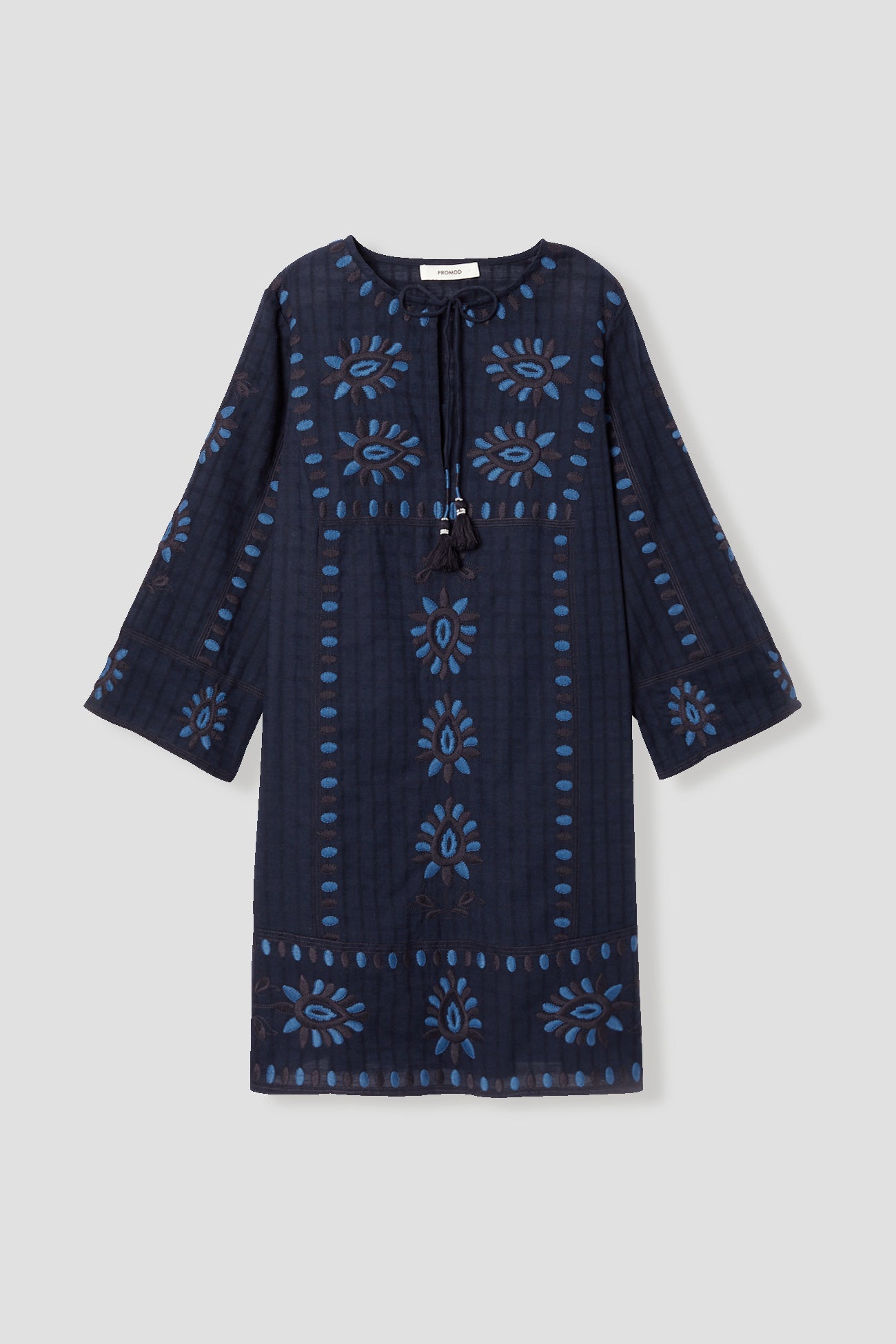 Embroidered tunic dress - Navy blue