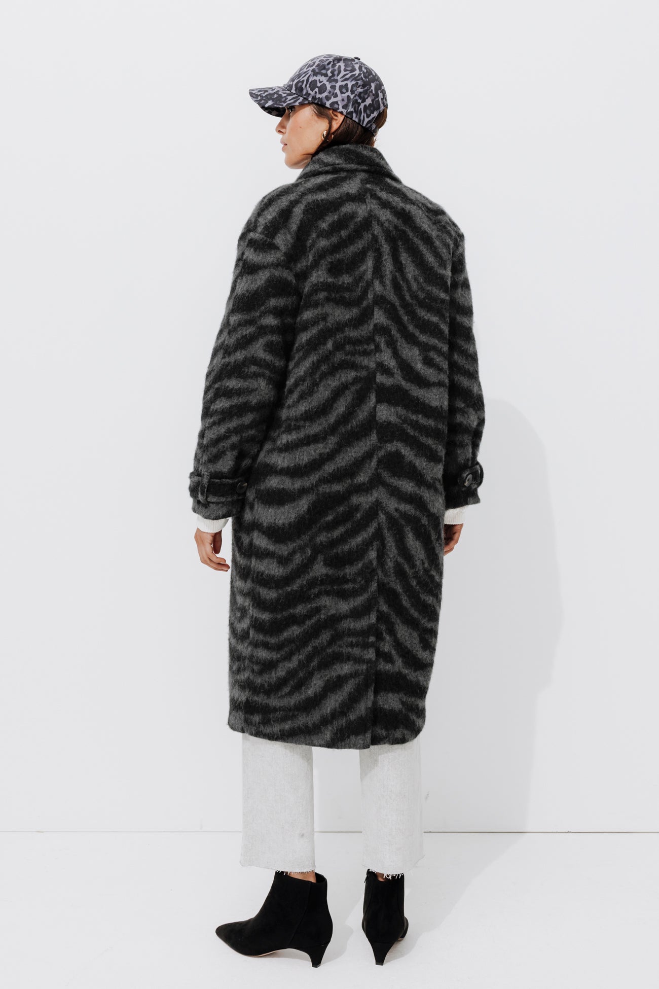 SIMONE wool blend coat - Chestnut brown print