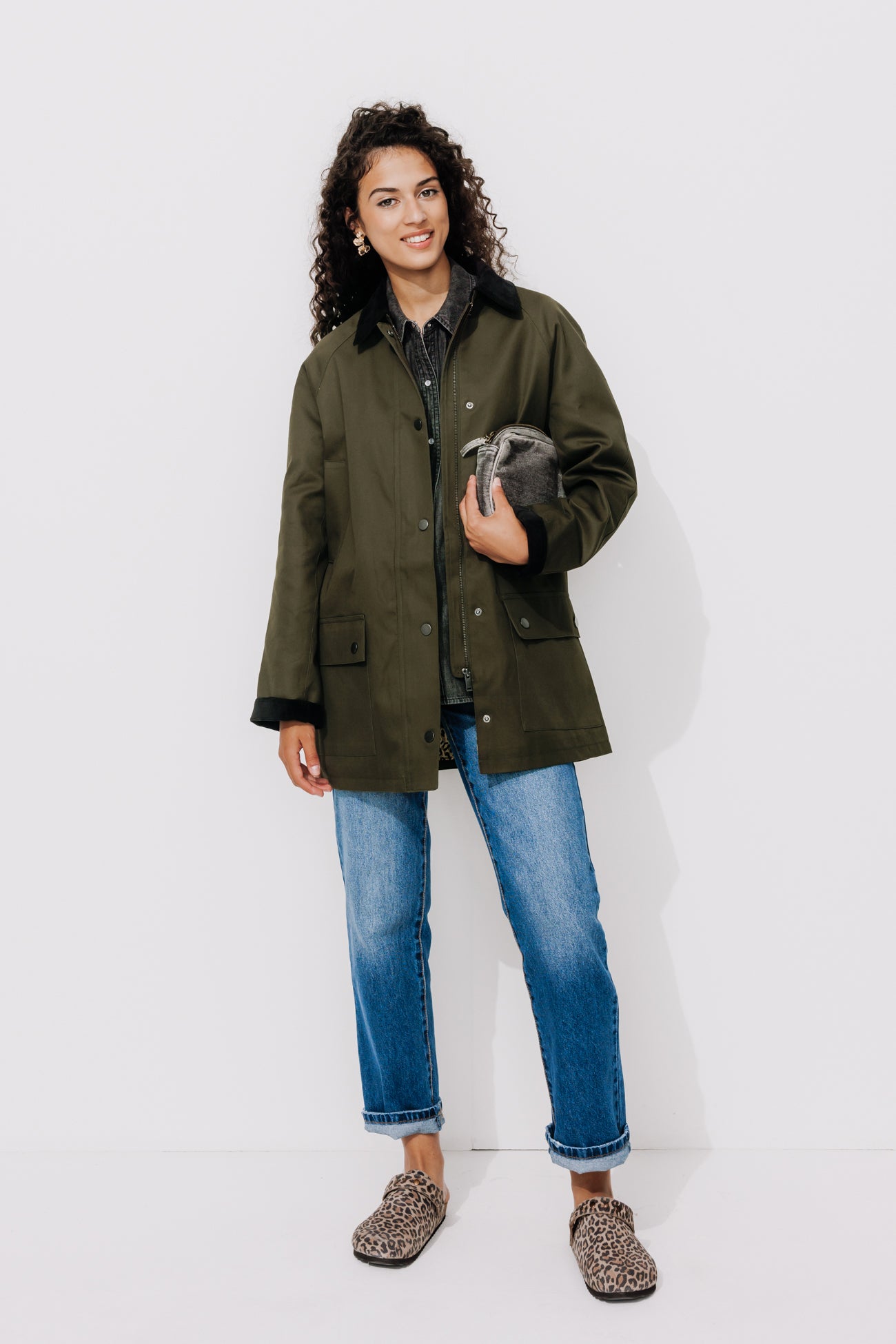 Straight canvas jacket - Khaki